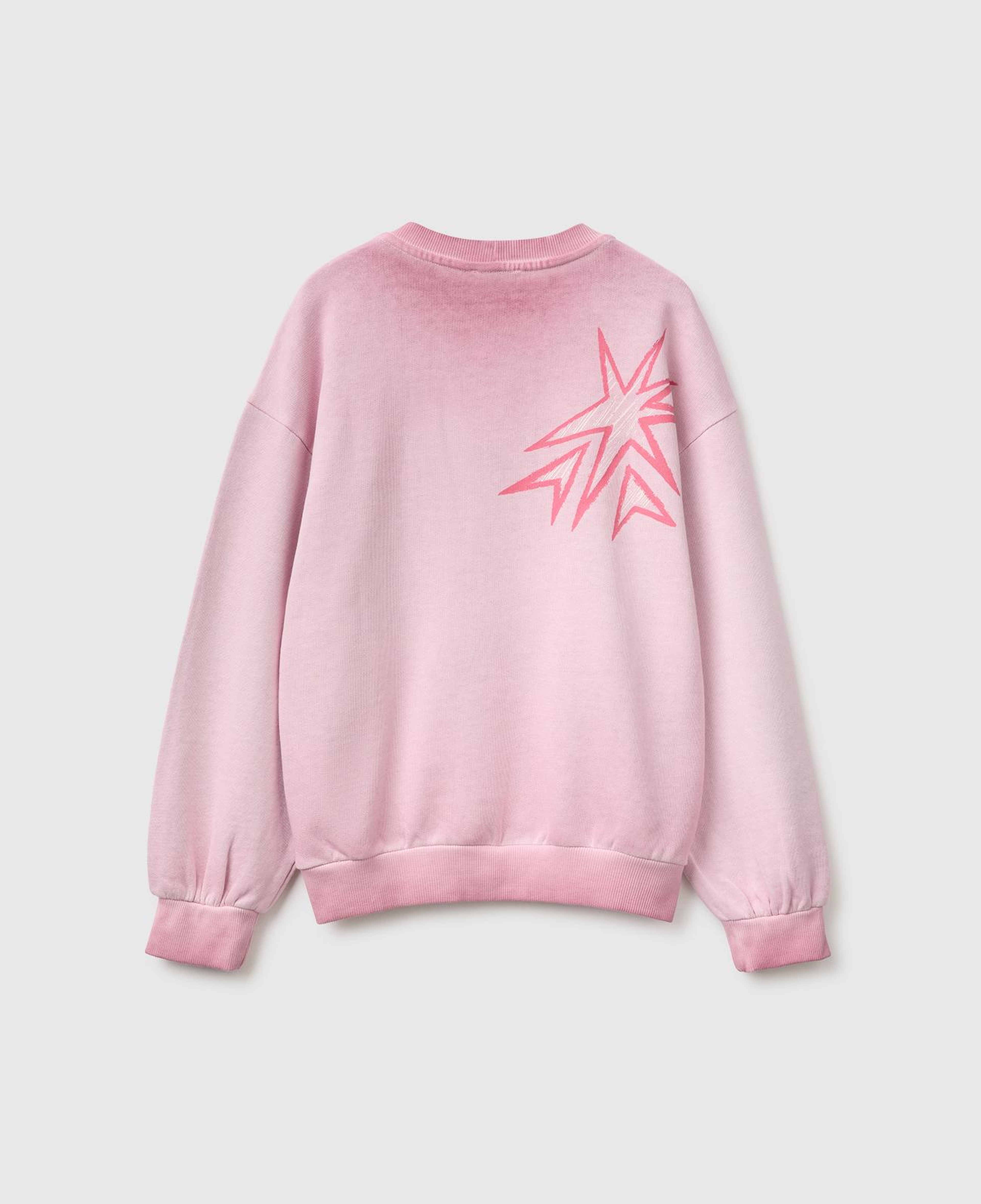 Kız Çocuk Pembe Önü Lilo&Stitch Baskılı Oversize Bisiklet Yaka Sweatshirt