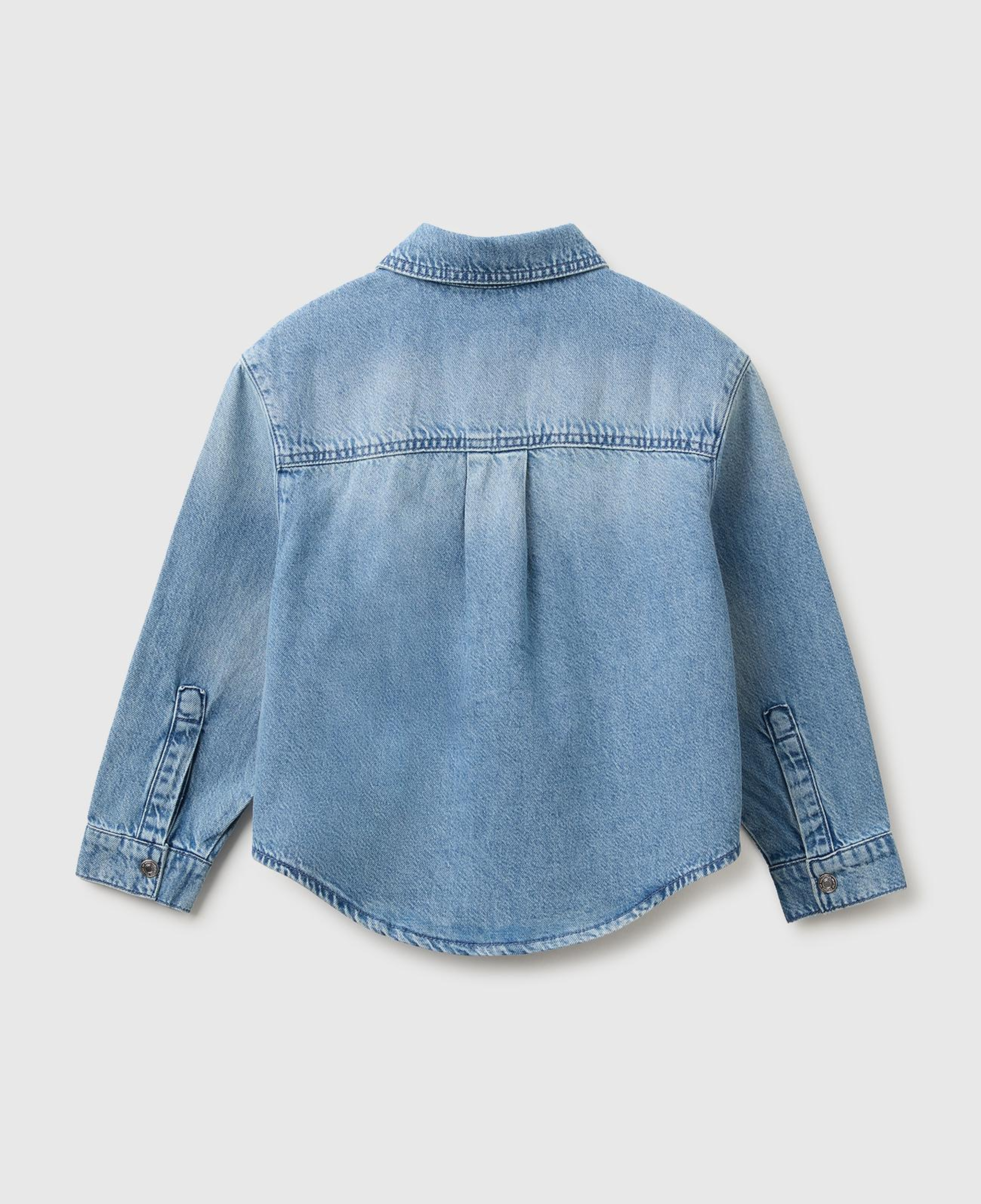 Kız Çocuk Açık Denim Yıldız Arma Detaylı Denim Gömlek