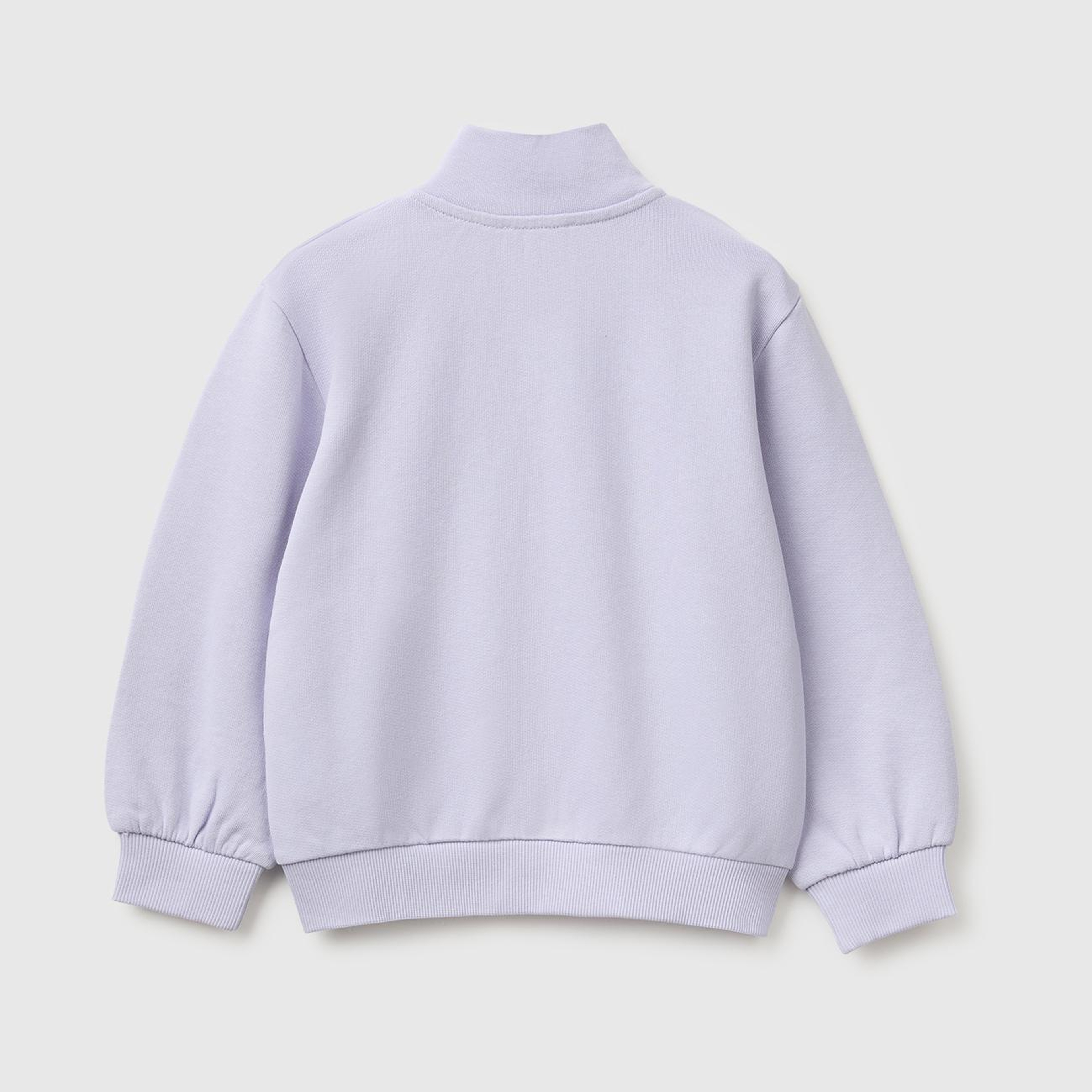 Kız Çocuk Lila Önü İşlemeli Ribanalı Boğazlı Fermuarlı Dik Yaka Sweatshirt