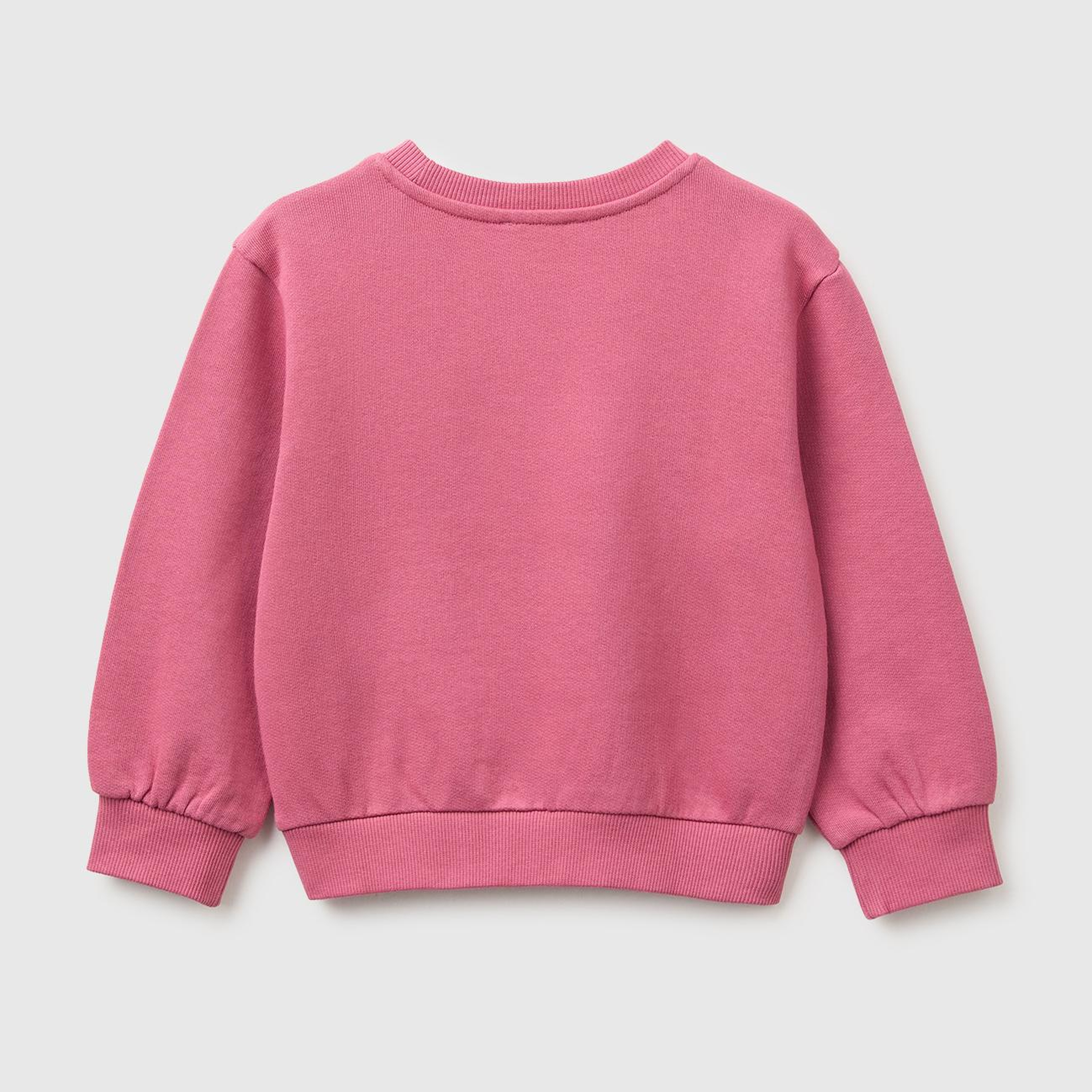 Kız Çocuk Fuşya Önü İşlemeli Uzun Kollu Bisiklet Yaka Sweatshirt