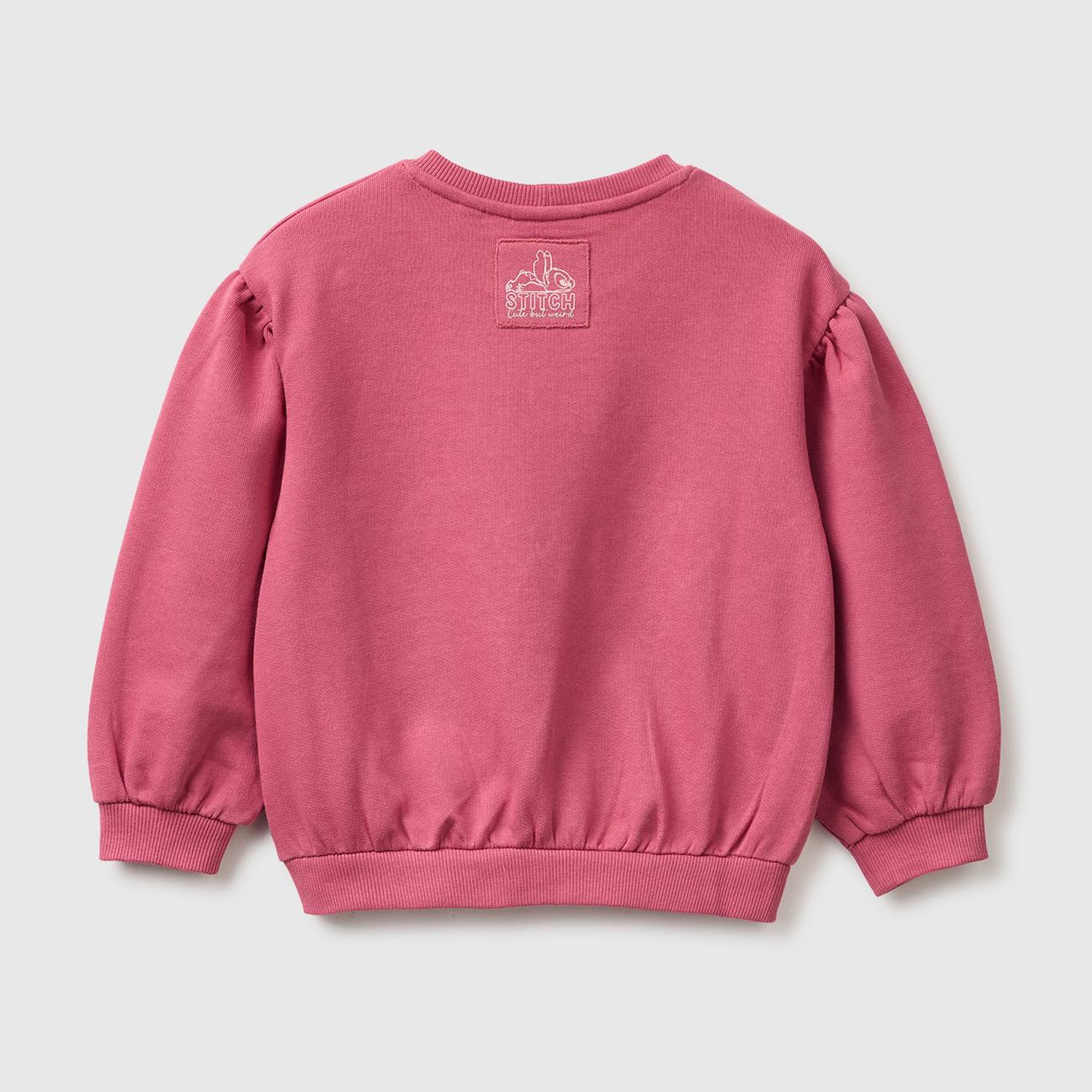 Kız Çocuk Fuşya Önü Lilo&Stitch Baskılı Ribanalı Bisiklet Yaka Sweatshirt