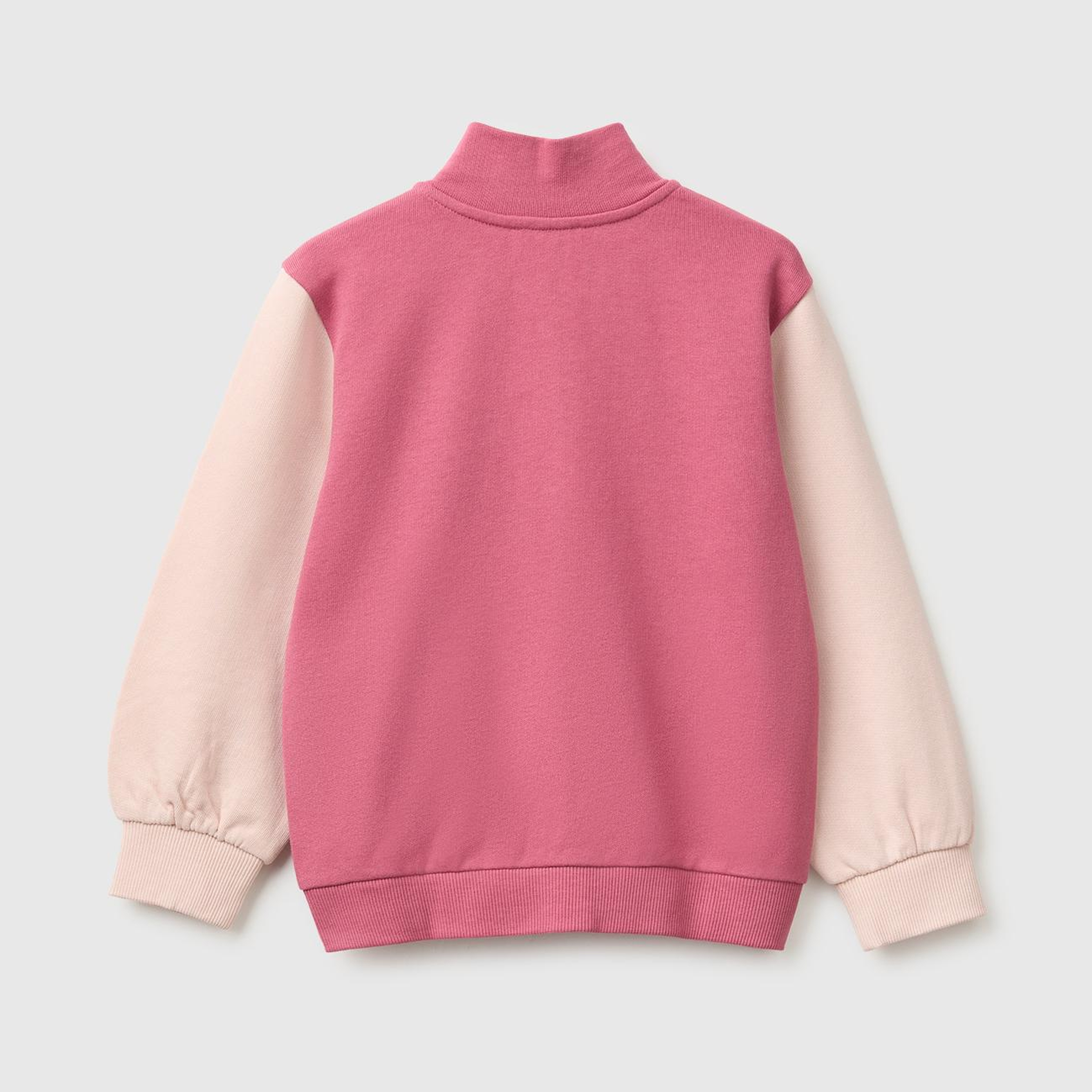 Kız Çocuk Fuşya Önü İşlemeli Ribanalı Boğazlı Fermuarlı Dik Yaka Sweatshirt