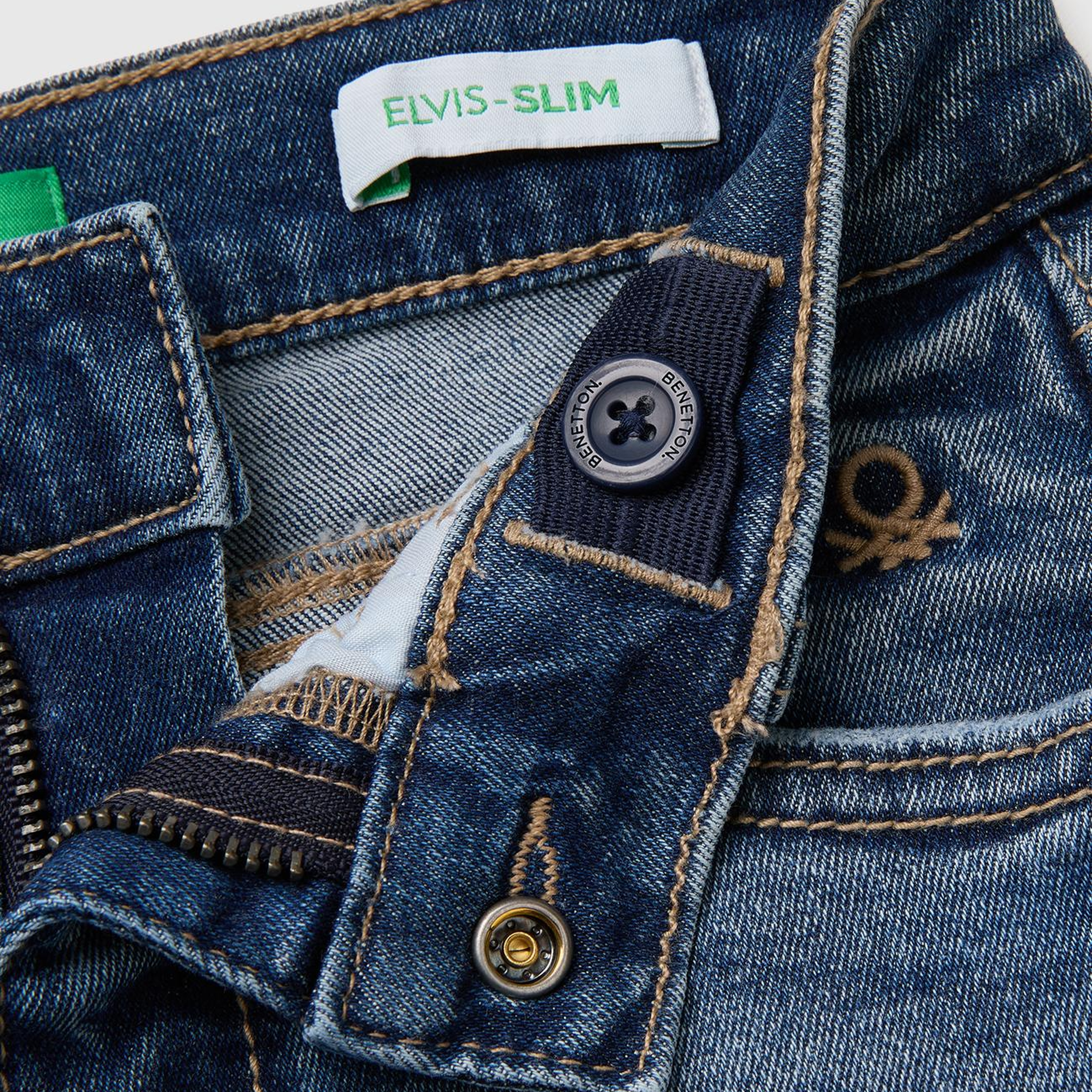Erkek Çocuk Koyu Denim Önü Logo İşlemeli Slim Fit Cepli Denim Pantolon