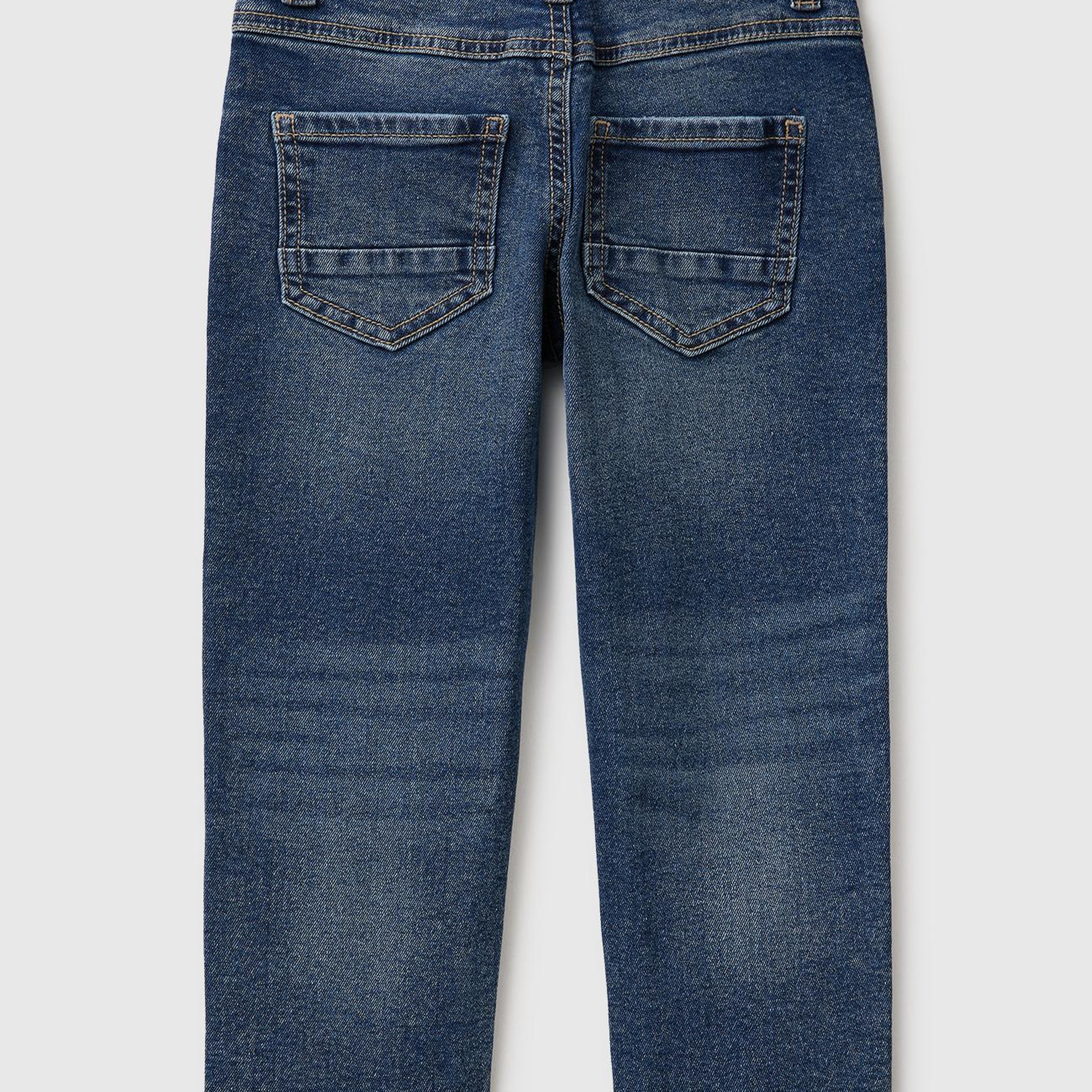 Erkek Çocuk Koyu Denim Önü Logo İşlemeli Slim Fit Cepli Denim Pantolon