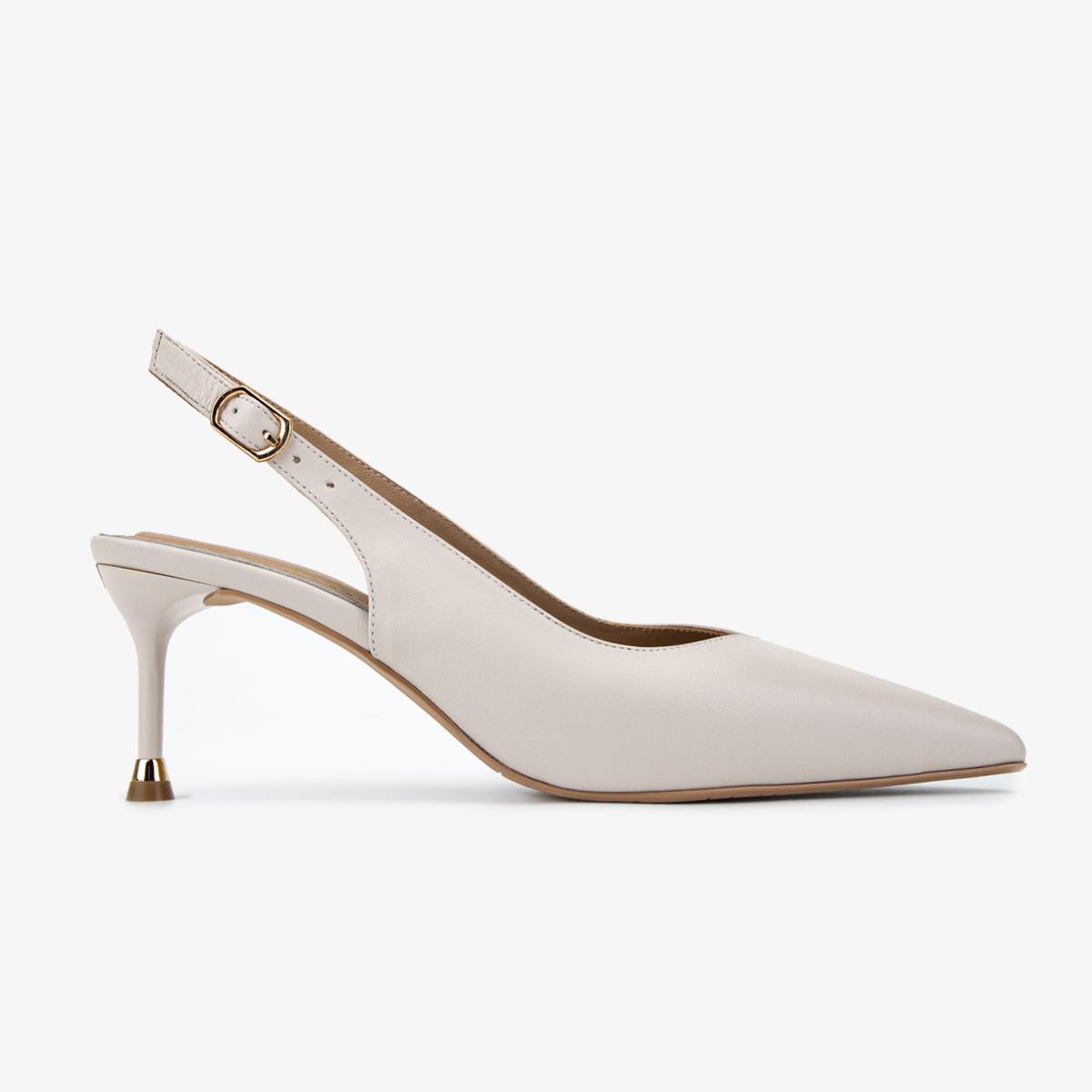 Valmenti Kadın Hakiki Deri Bej Slingback Ayakkabı
