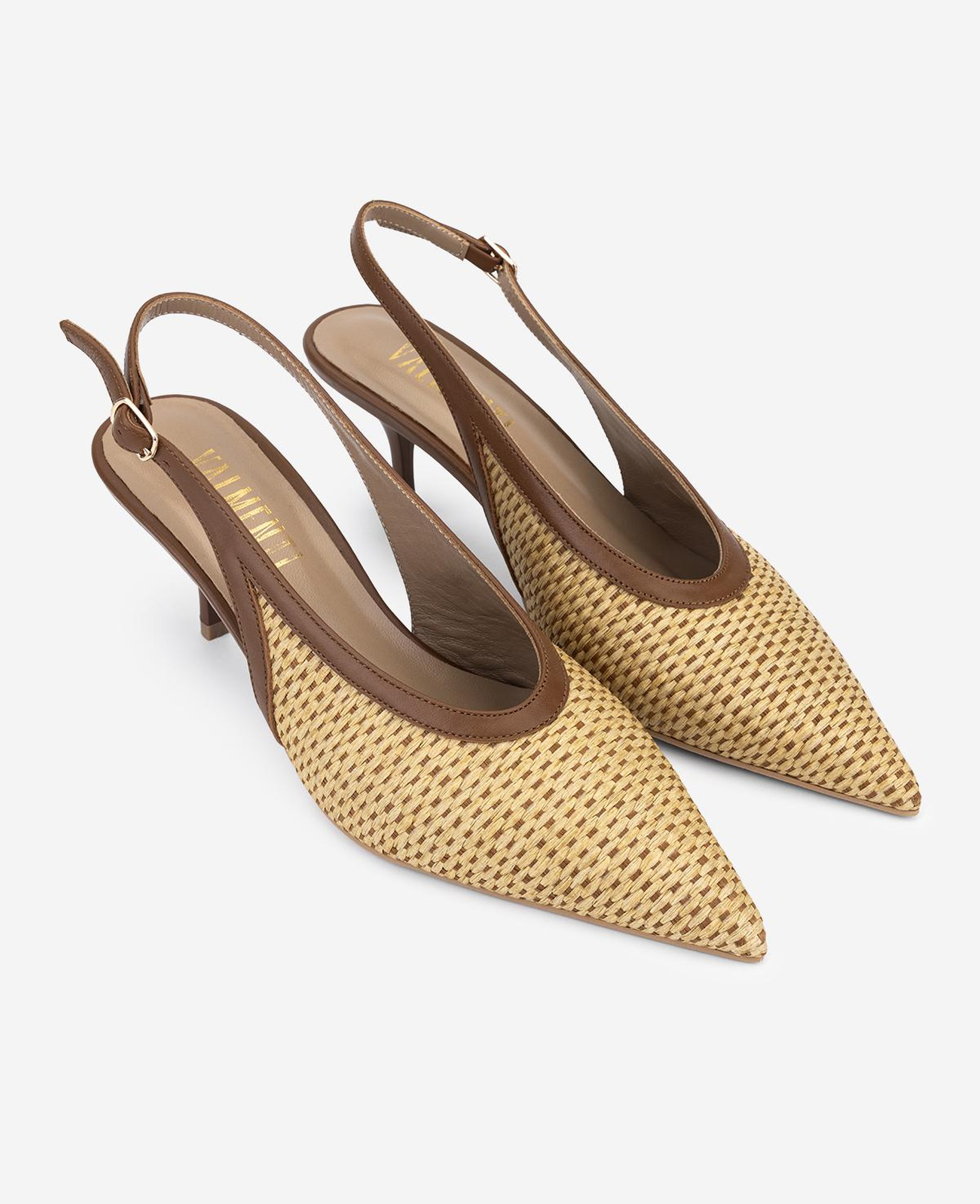 Valmenti Kadın Deri & Tekstil Taba Slingback Ayakkabı