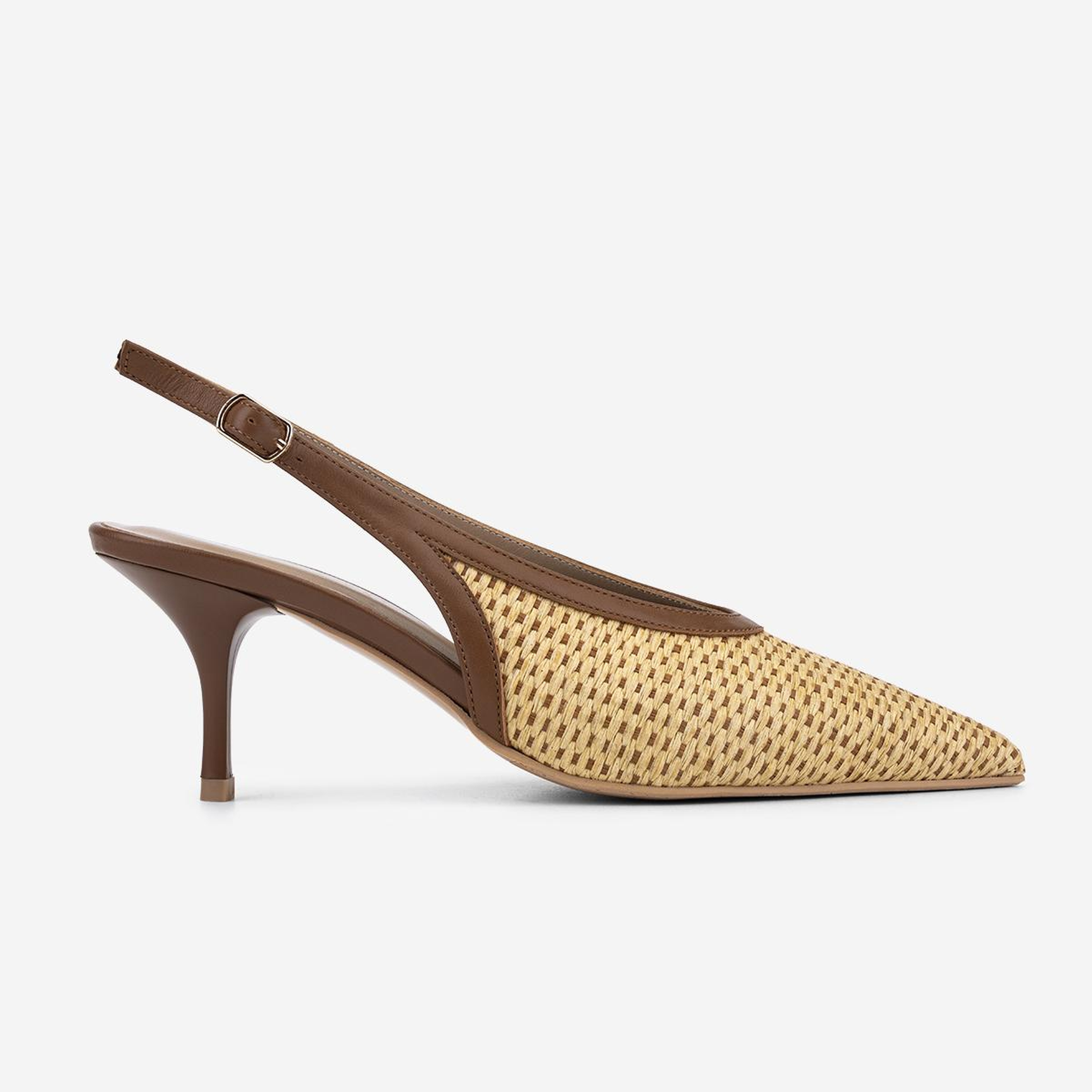 Valmenti Kadın Deri & Tekstil Taba Slingback Ayakkabı