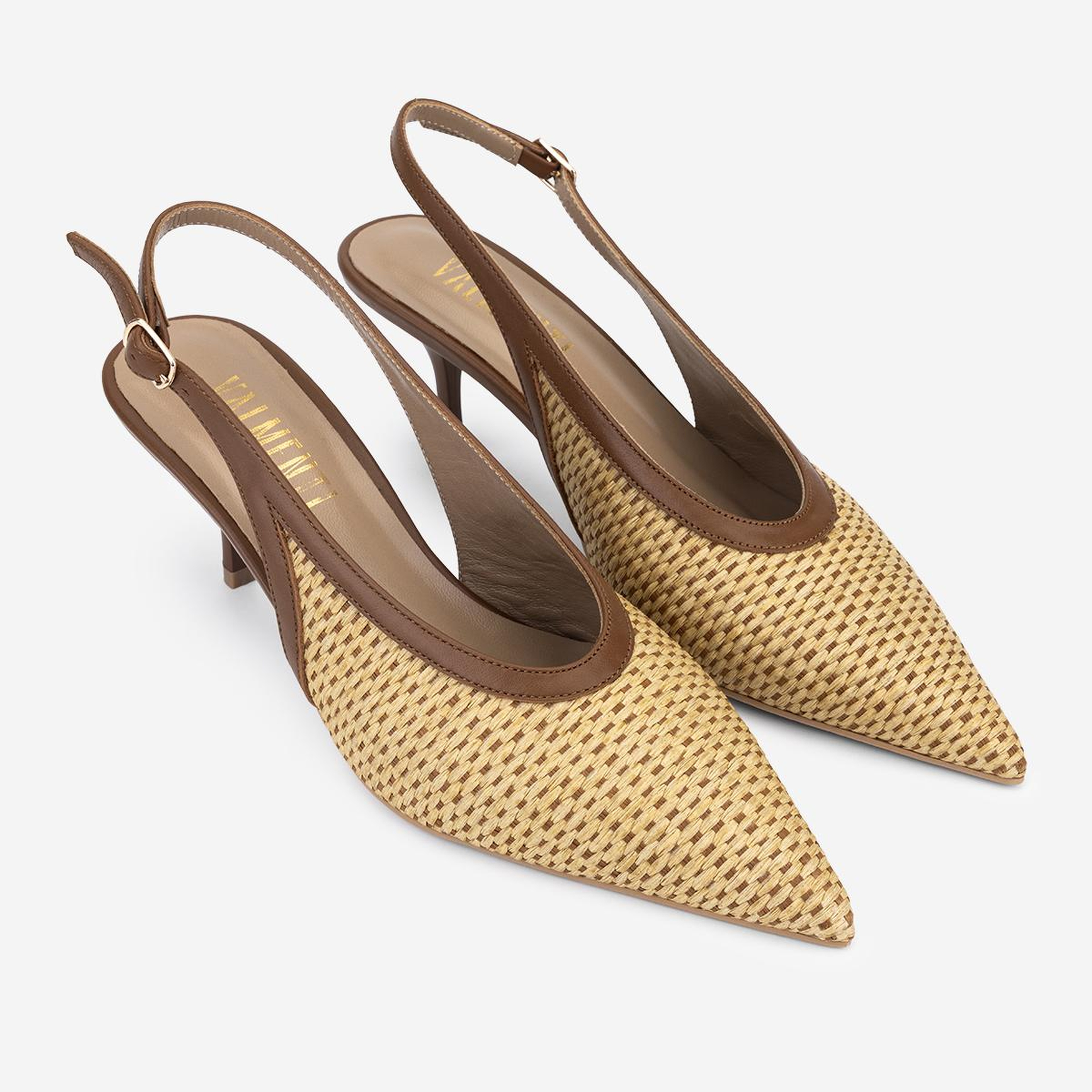 Valmenti Kadın Deri & Tekstil Taba Slingback Ayakkabı