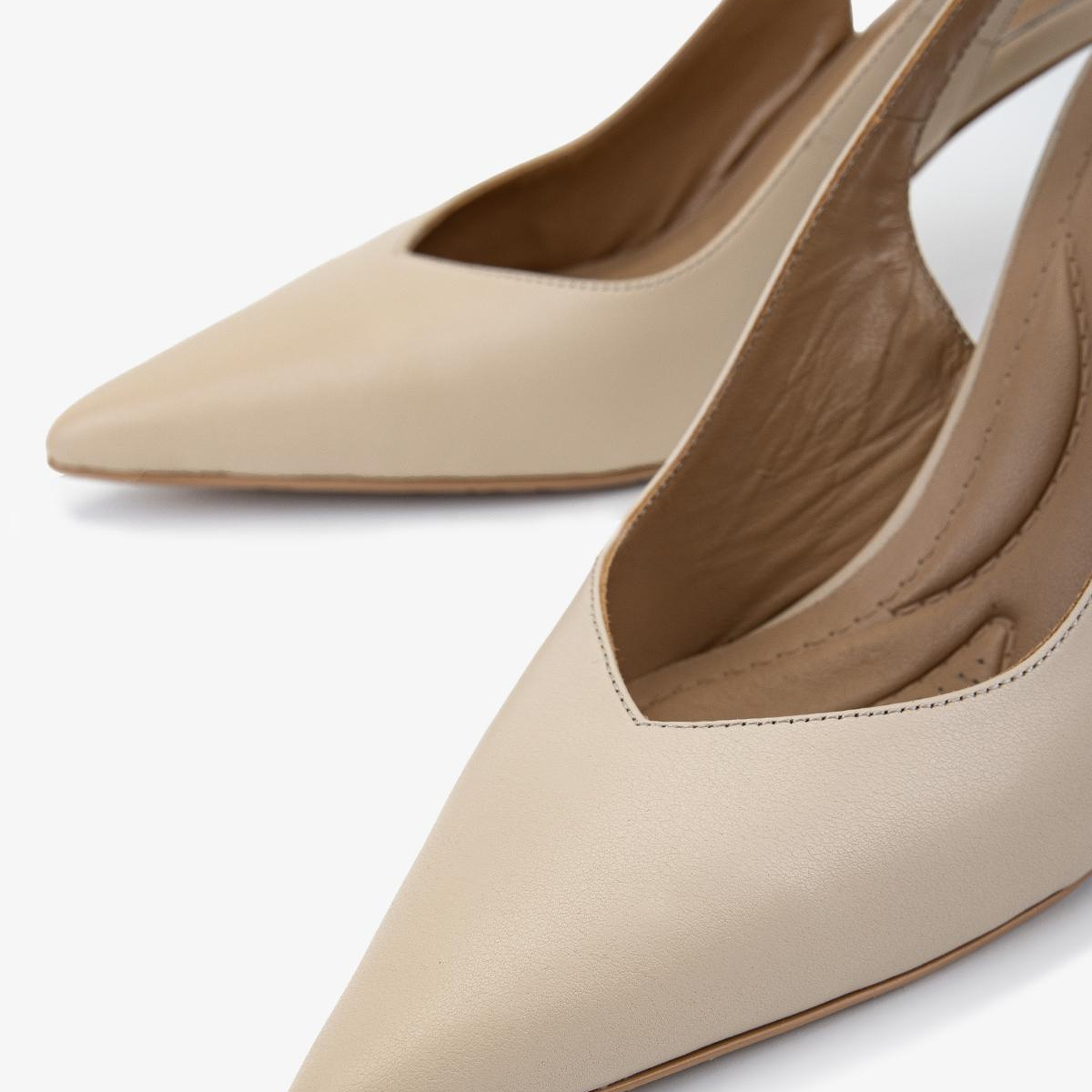 Valmenti Kadın Hakiki Deri Koyu Bej Slingback Ayakkabı