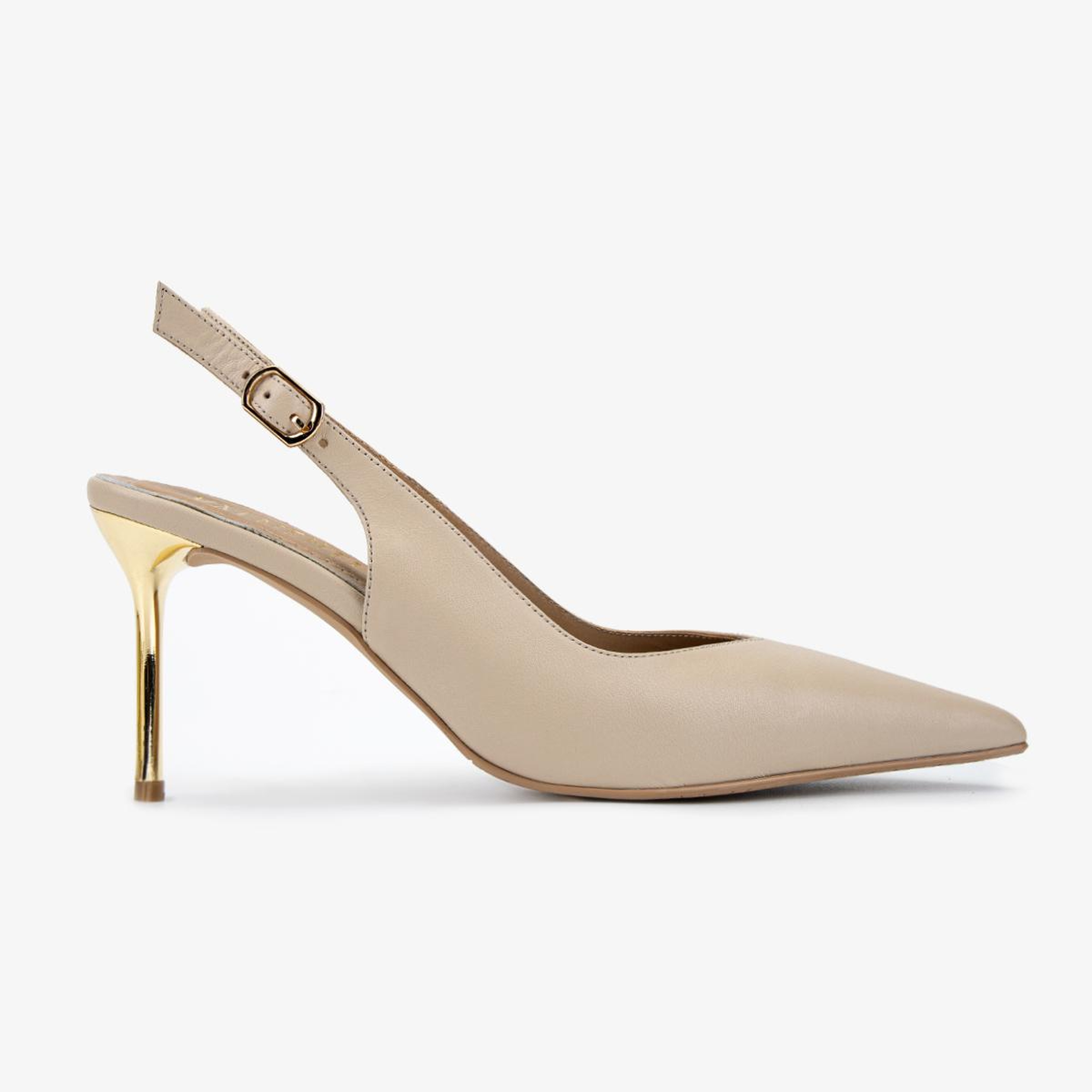 Valmenti Kadın Hakiki Deri Koyu Bej Slingback Ayakkabı