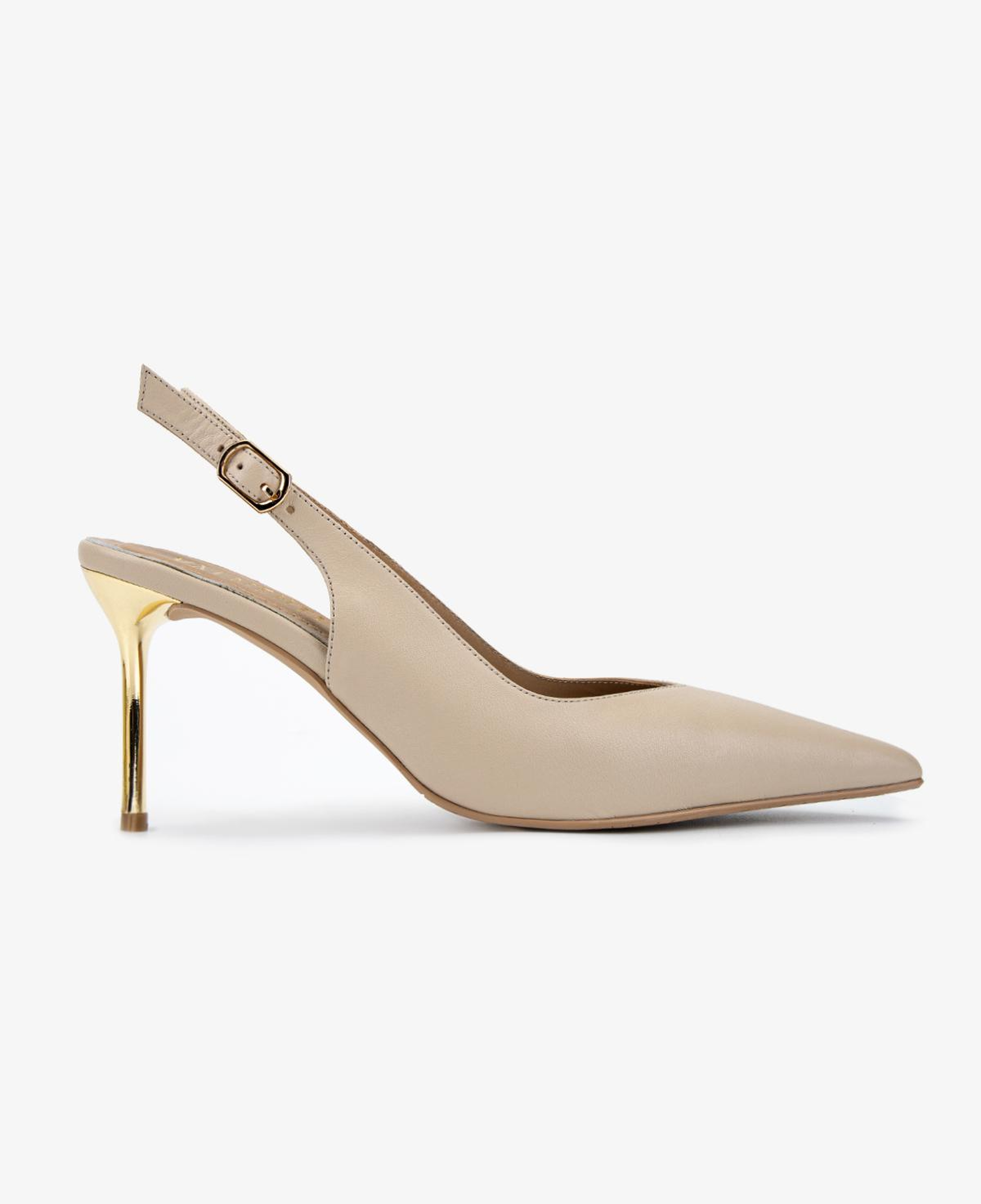 Valmenti Kadın Hakiki Deri Koyu Bej Slingback Ayakkabı