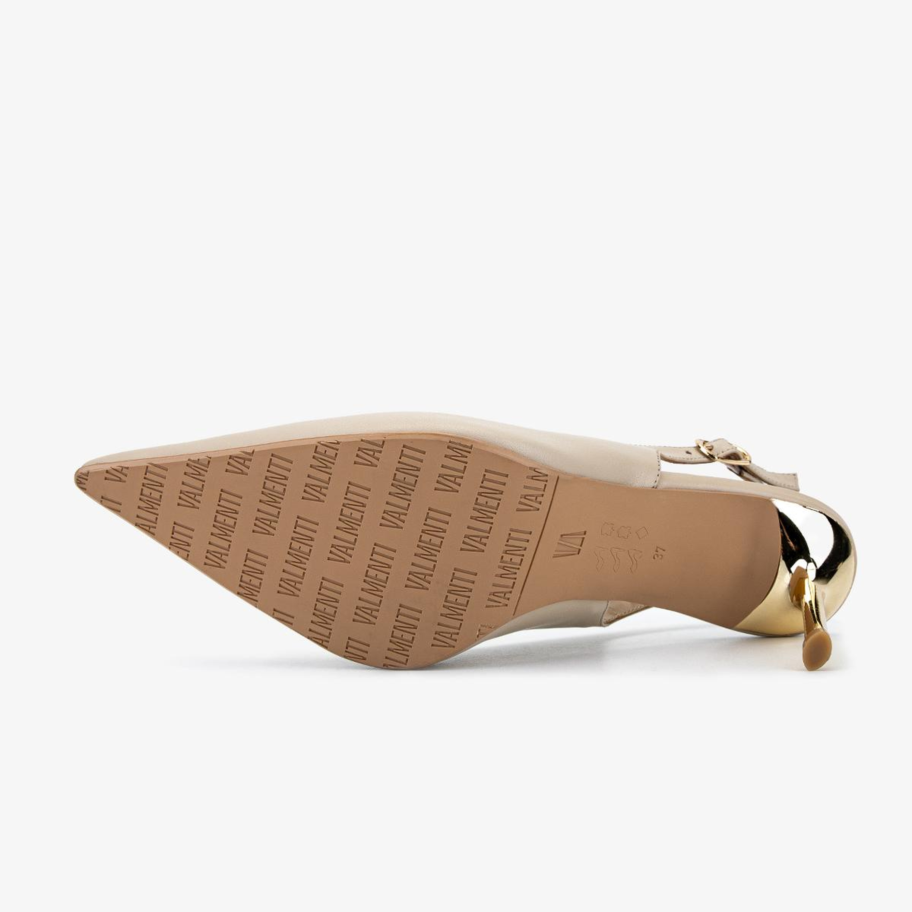 Valmenti Kadın Hakiki Deri Koyu Bej Slingback Ayakkabı