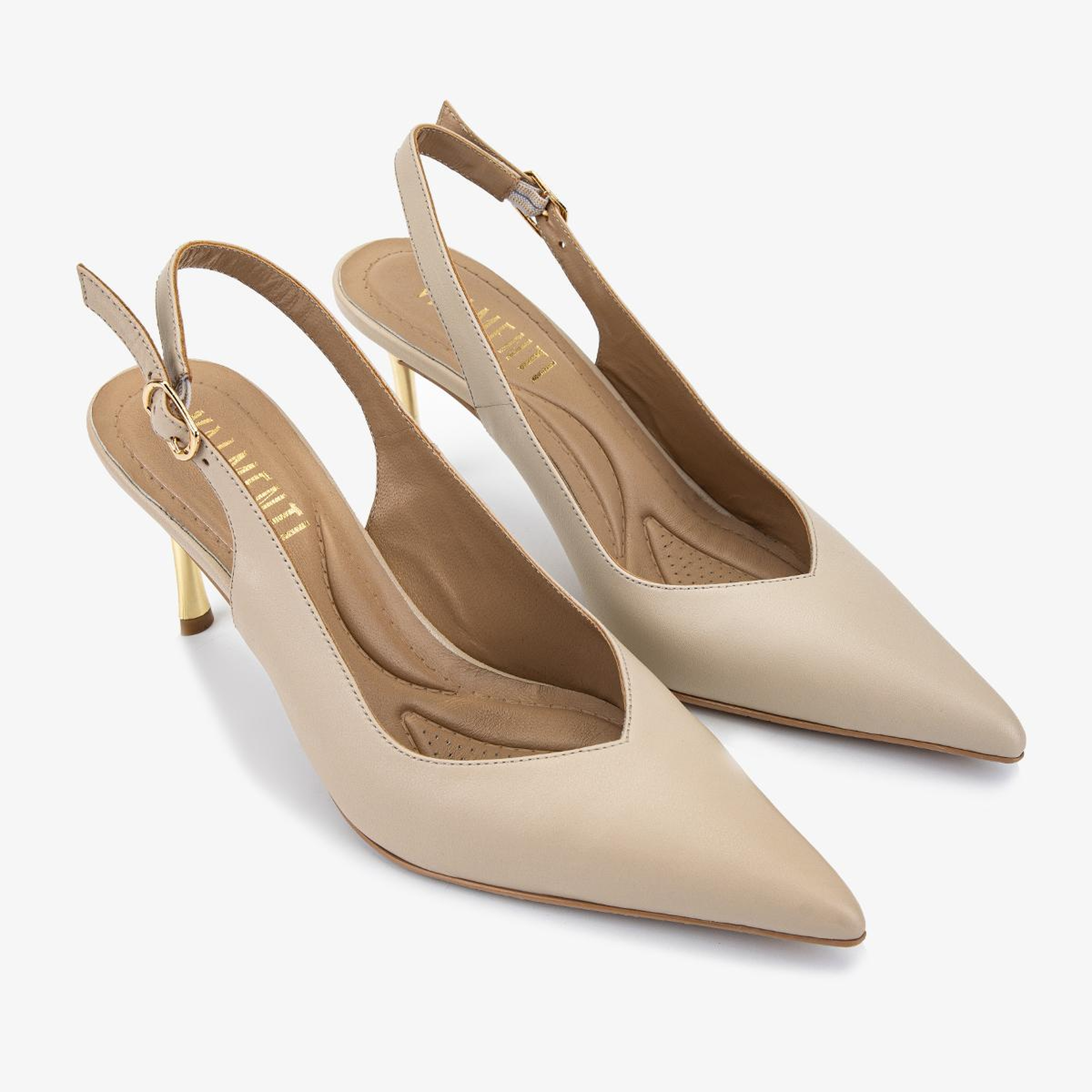 Valmenti Kadın Hakiki Deri Koyu Bej Slingback Ayakkabı