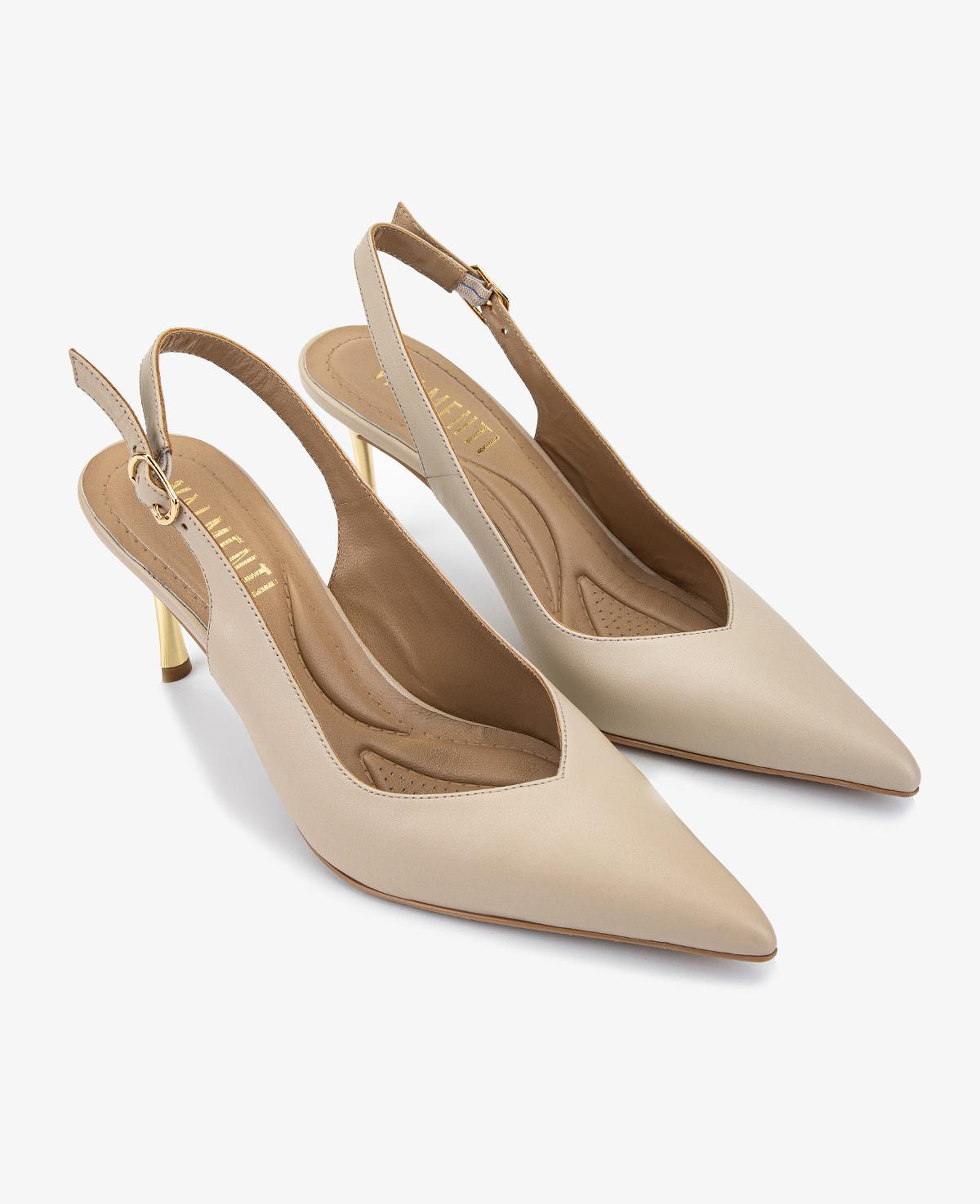 Valmenti Kadın Hakiki Deri Koyu Bej Slingback Ayakkabı