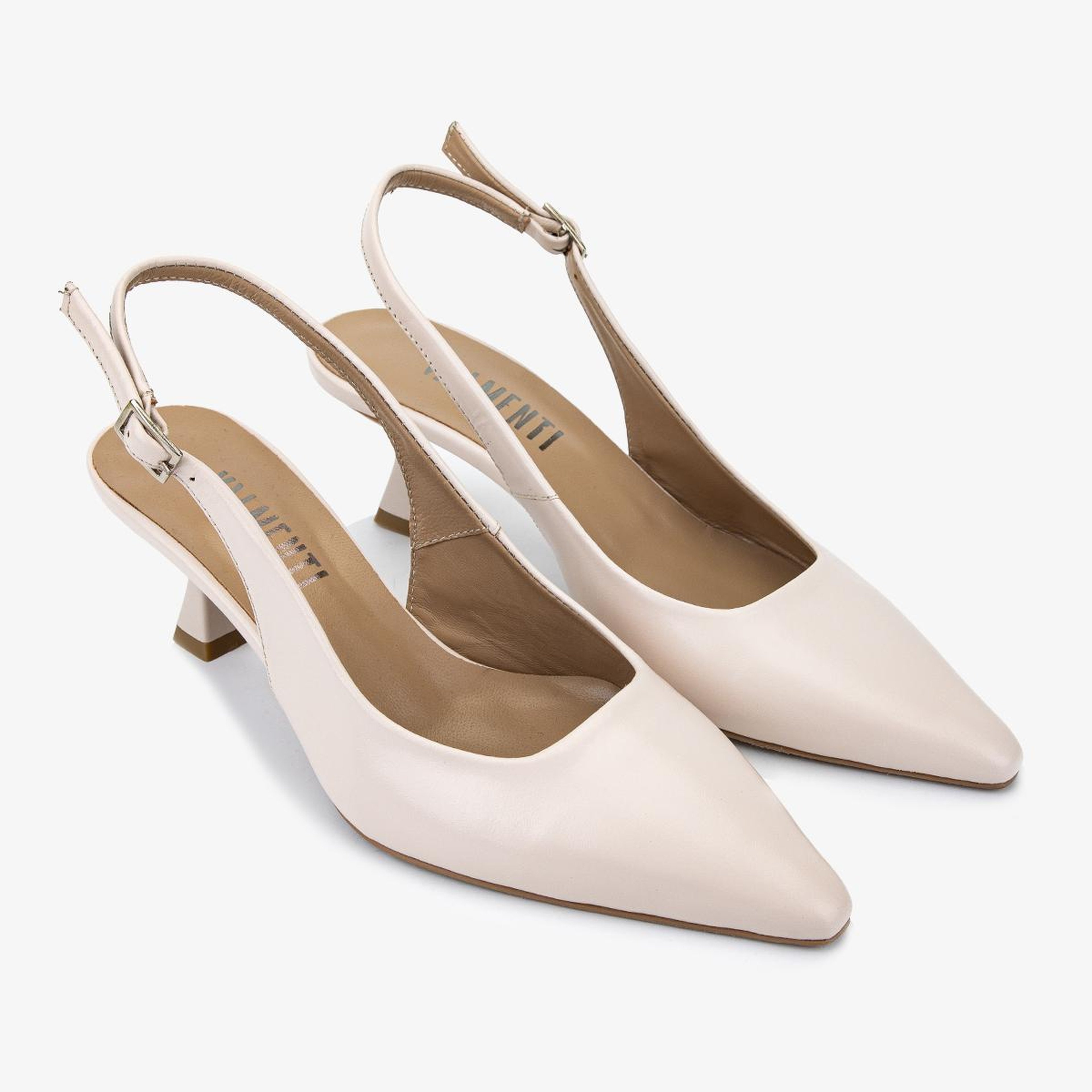 Valmenti Kadın Hakiki Deri Bej Slingback Ayakkabı