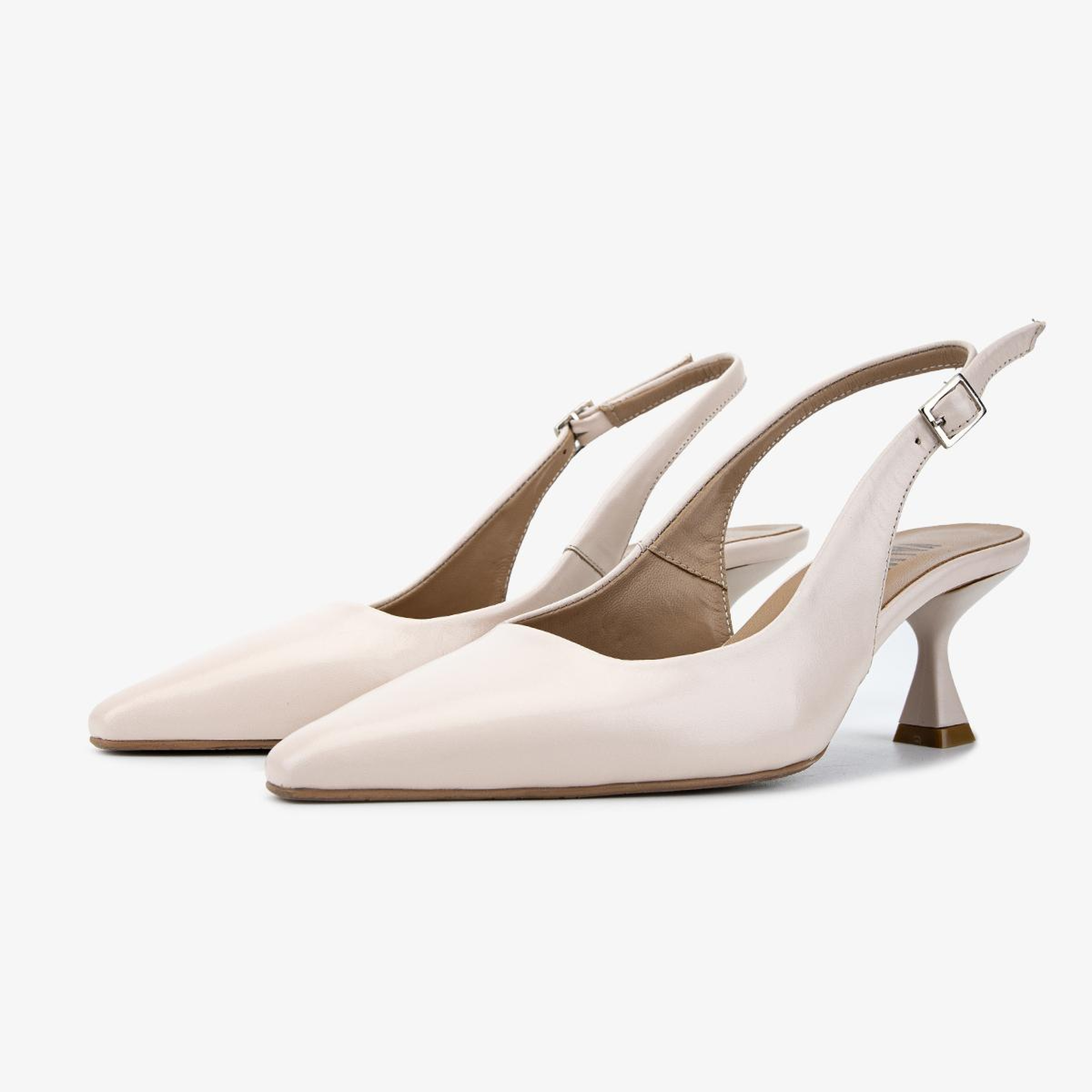 Valmenti Kadın Hakiki Deri Bej Slingback Ayakkabı