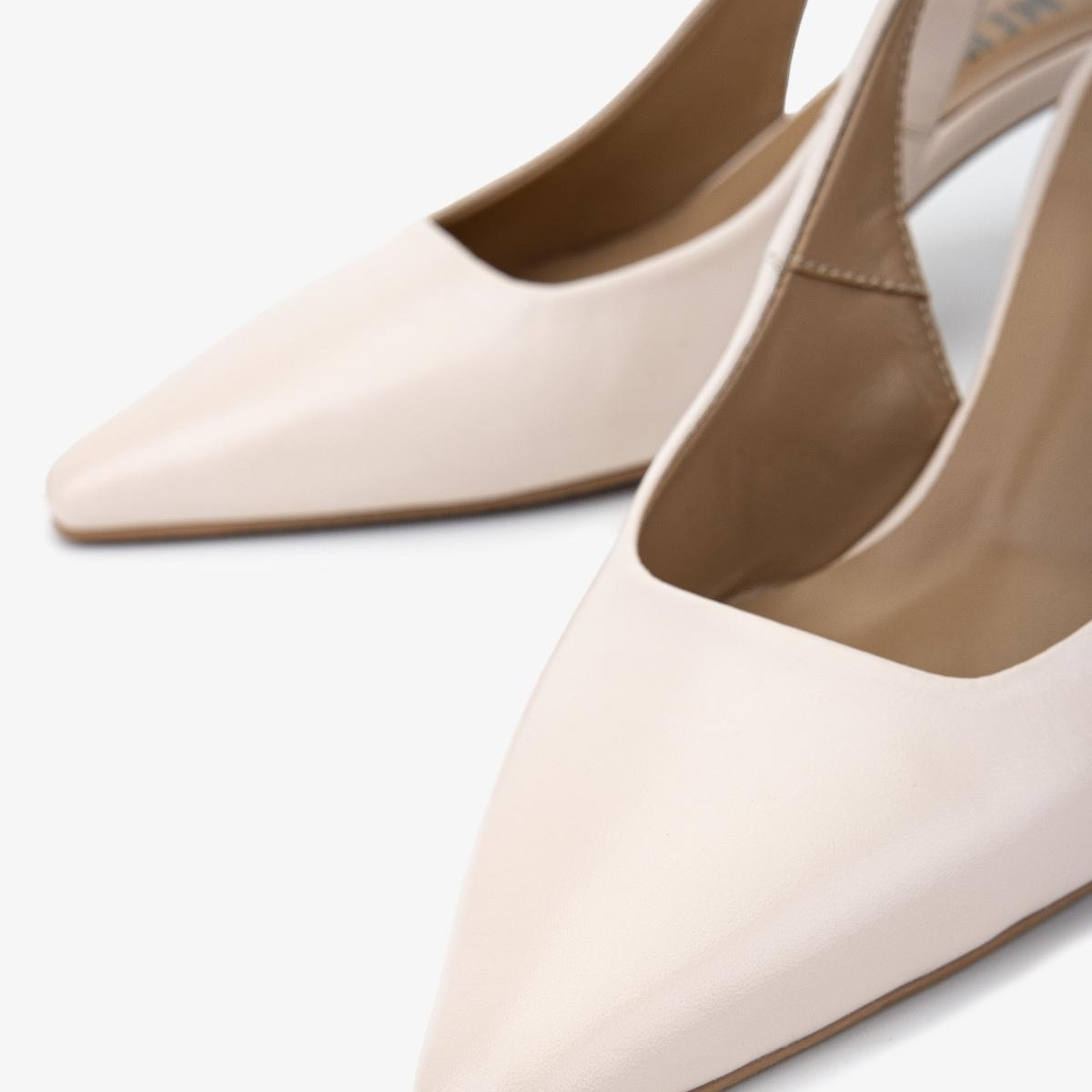 Valmenti Kadın Hakiki Deri Bej Slingback Ayakkabı