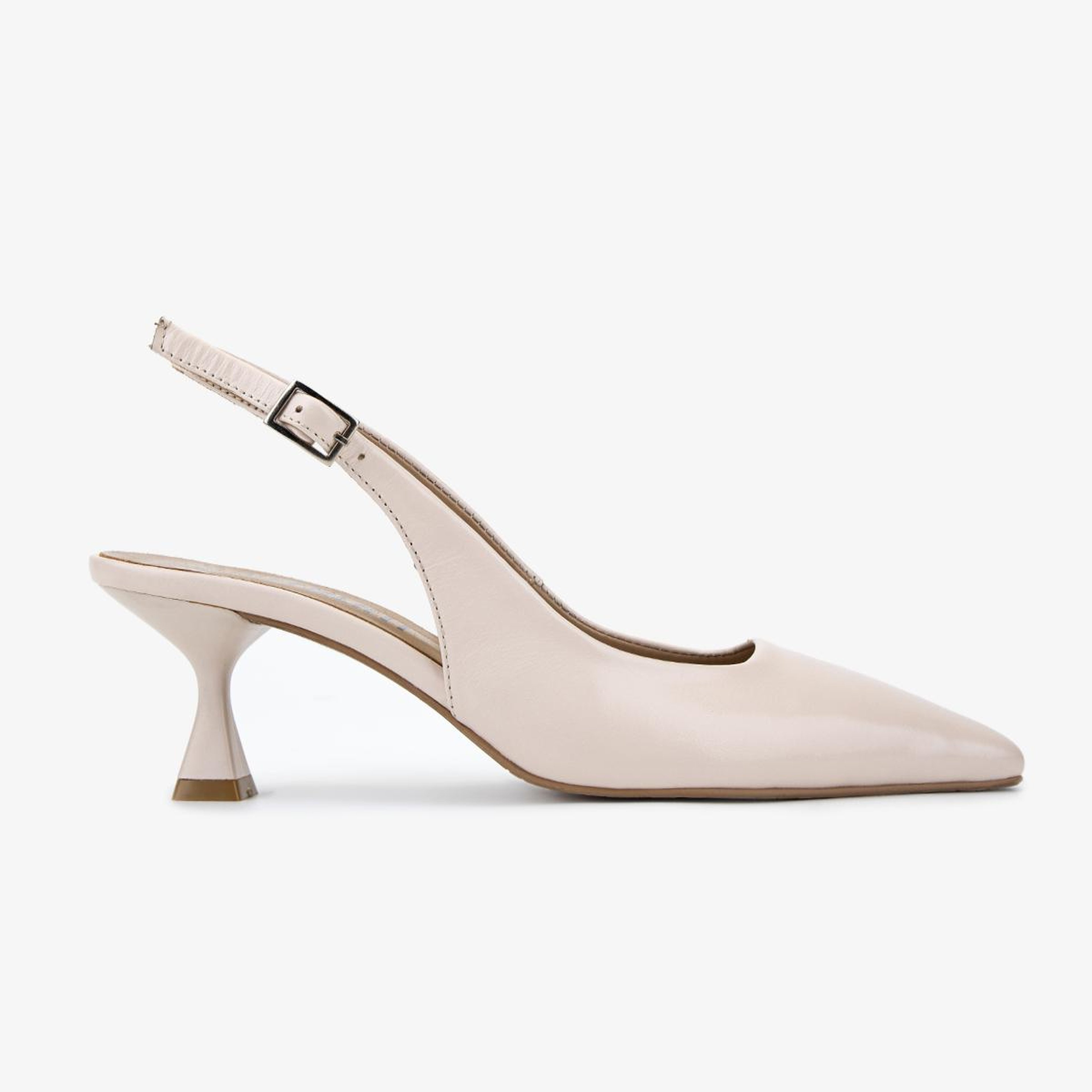 Valmenti Kadın Hakiki Deri Bej Slingback Ayakkabı