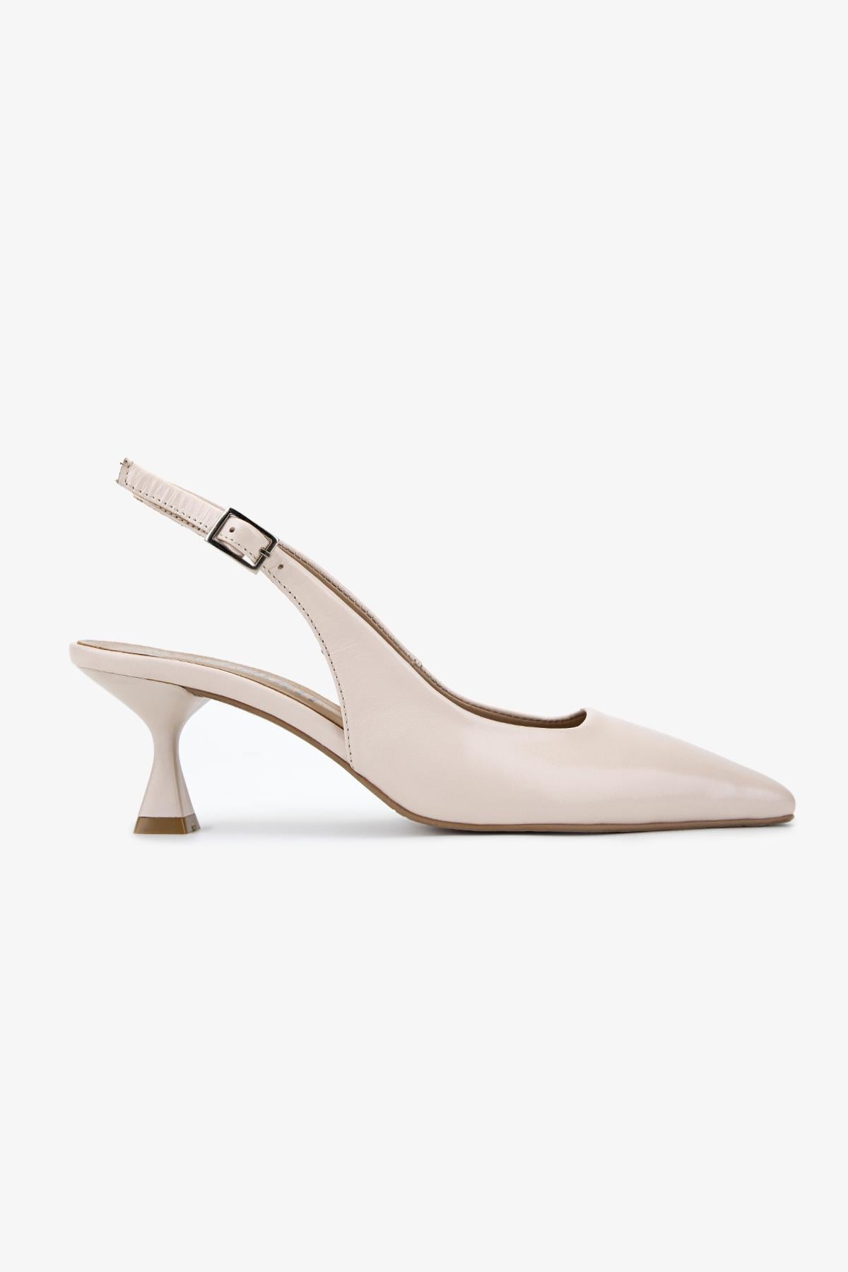 Valmenti Kadın Hakiki Deri Bej Slingback Ayakkabı