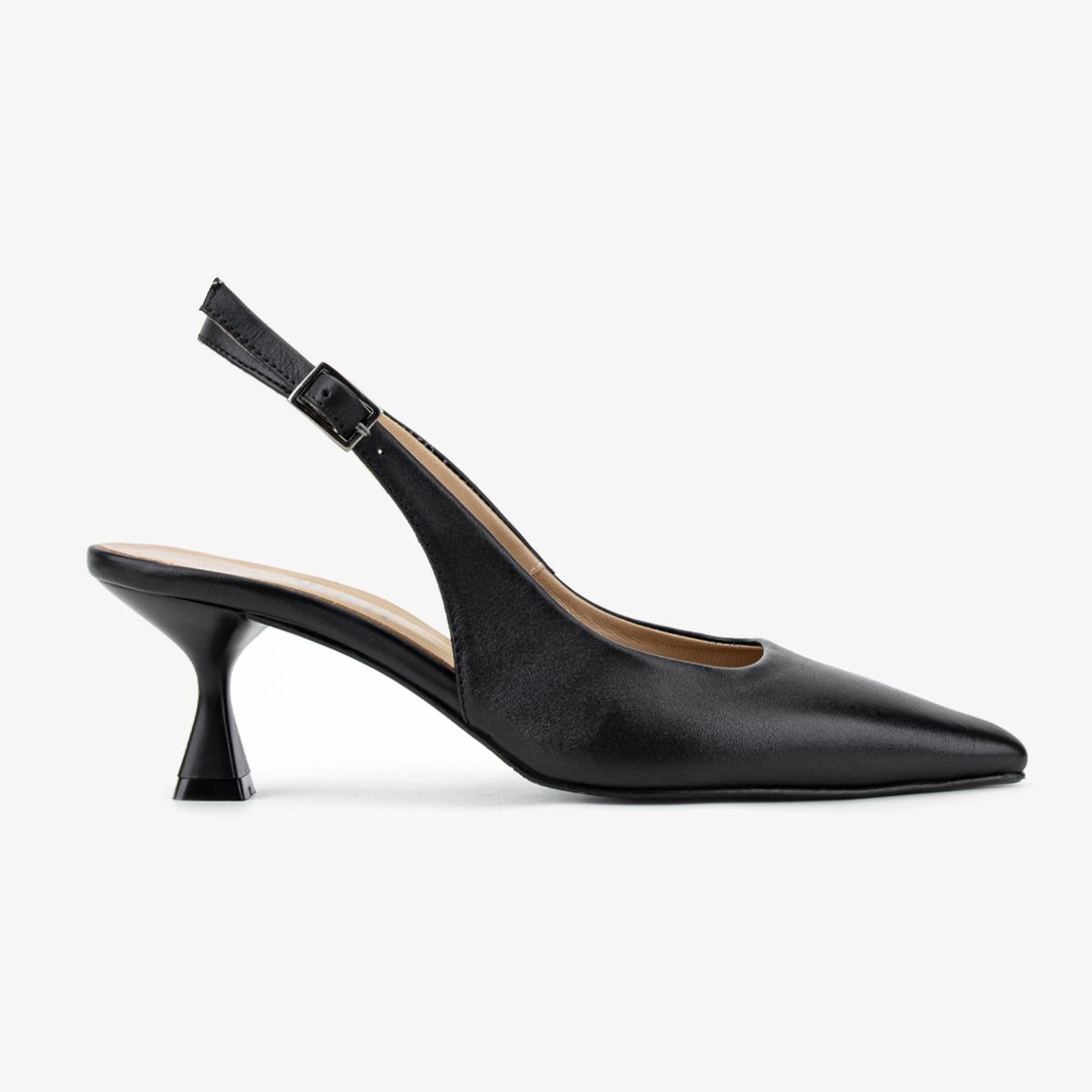 Valmenti Kadın Hakiki Deri Siyah Slingback Ayakkabı