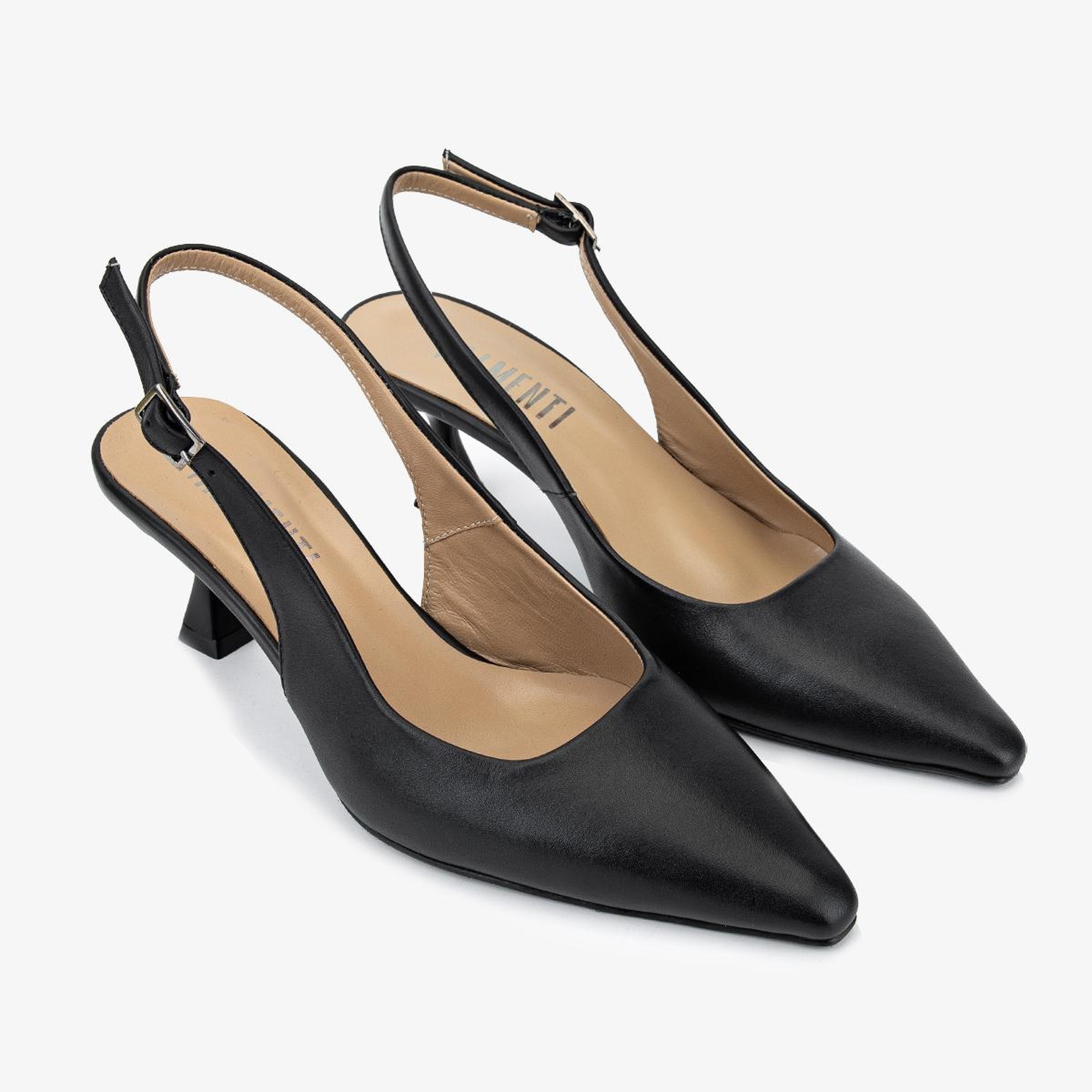Valmenti Kadın Hakiki Deri Siyah Slingback Ayakkabı