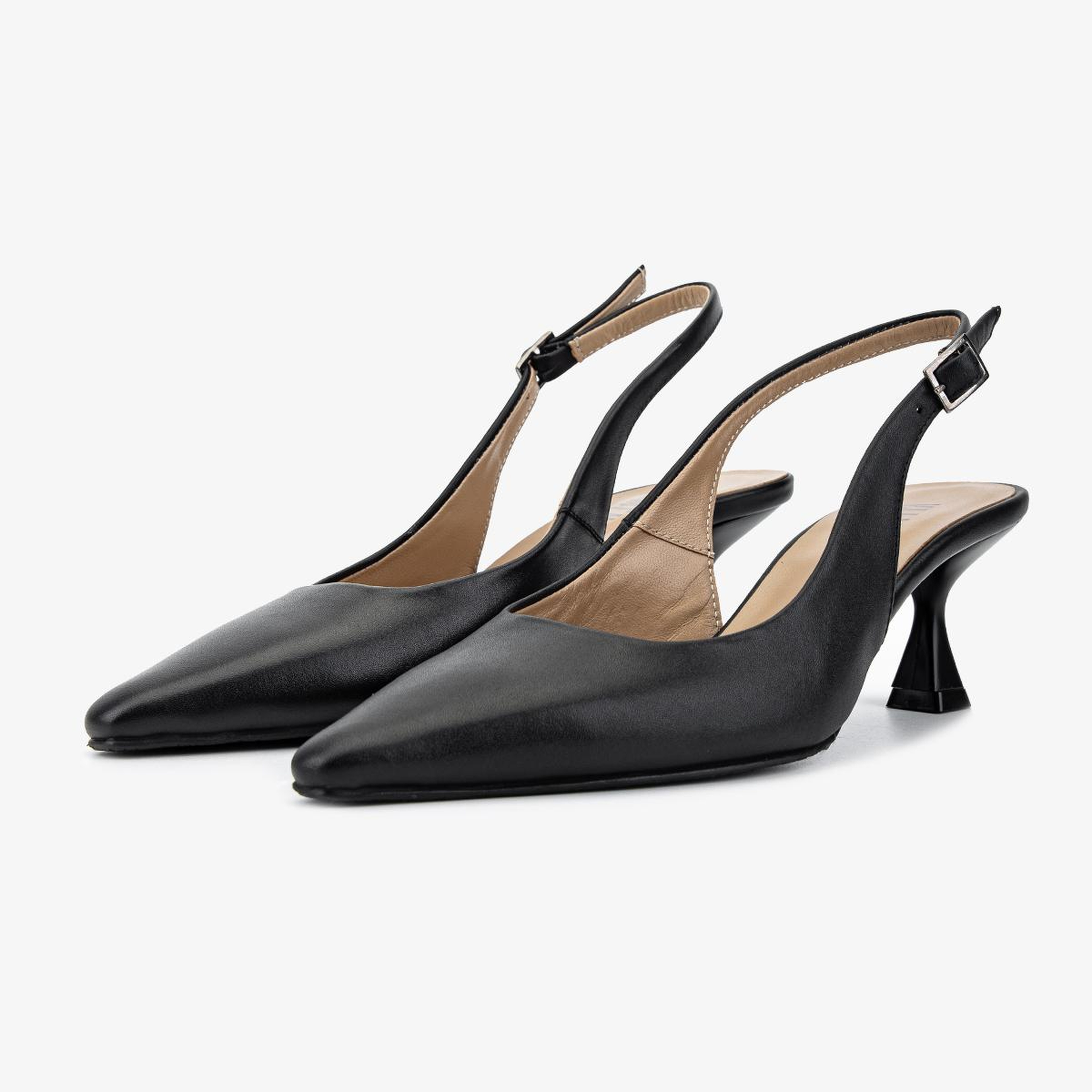 Valmenti Kadın Hakiki Deri Siyah Slingback Ayakkabı