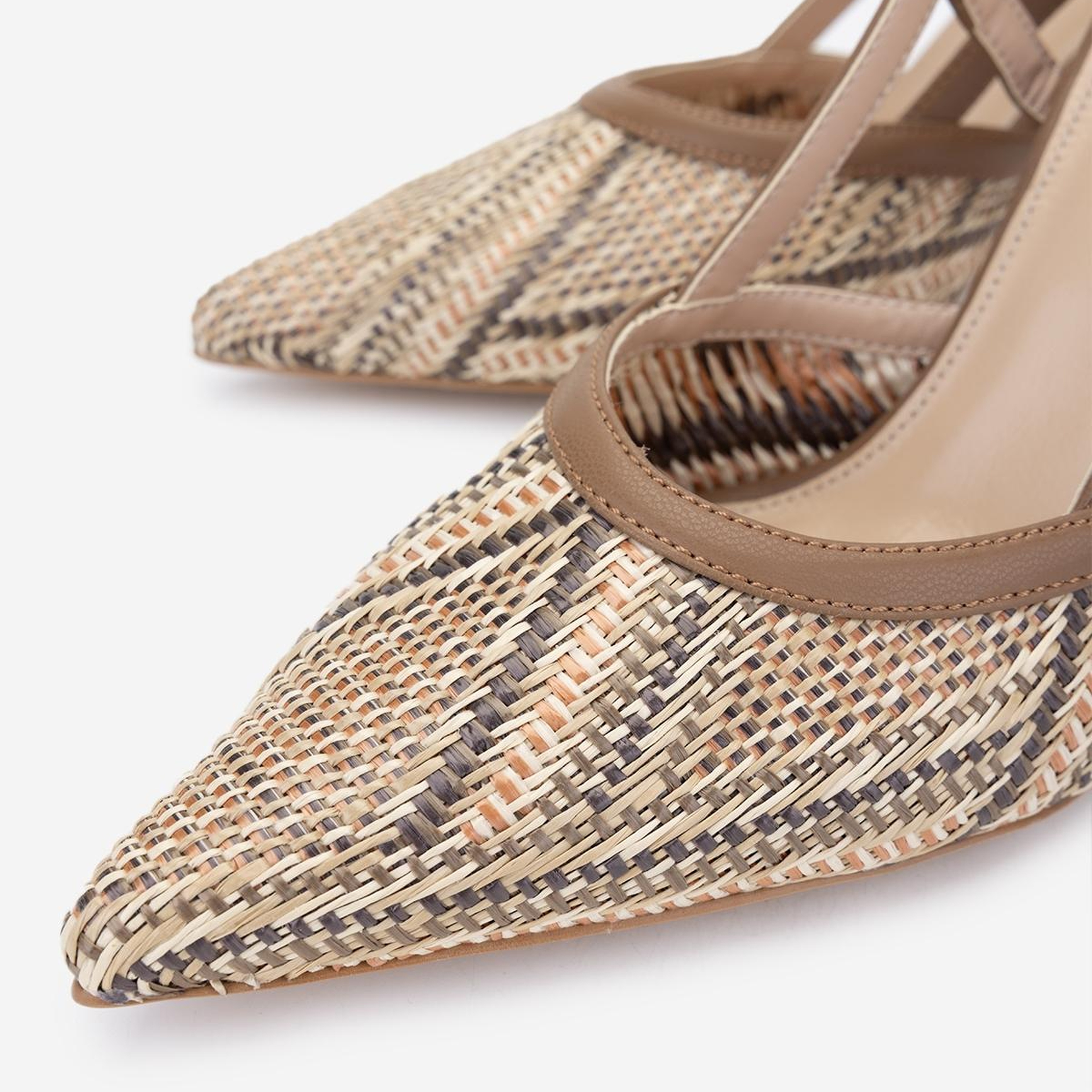 Valmenti Kadın Deri & Tekstil Taba Slingback Ayakkabı