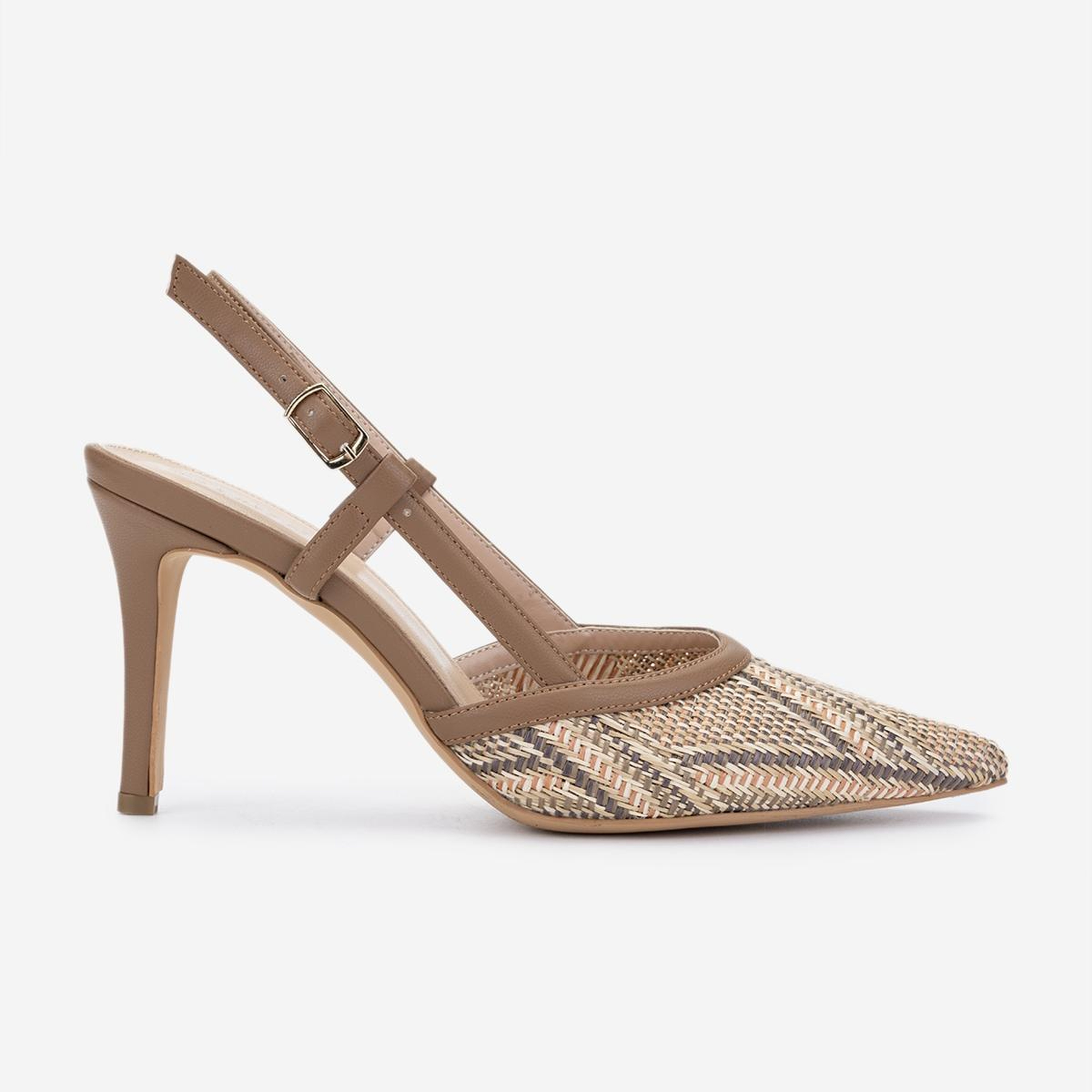Valmenti Kadın Deri & Tekstil Taba Slingback Ayakkabı