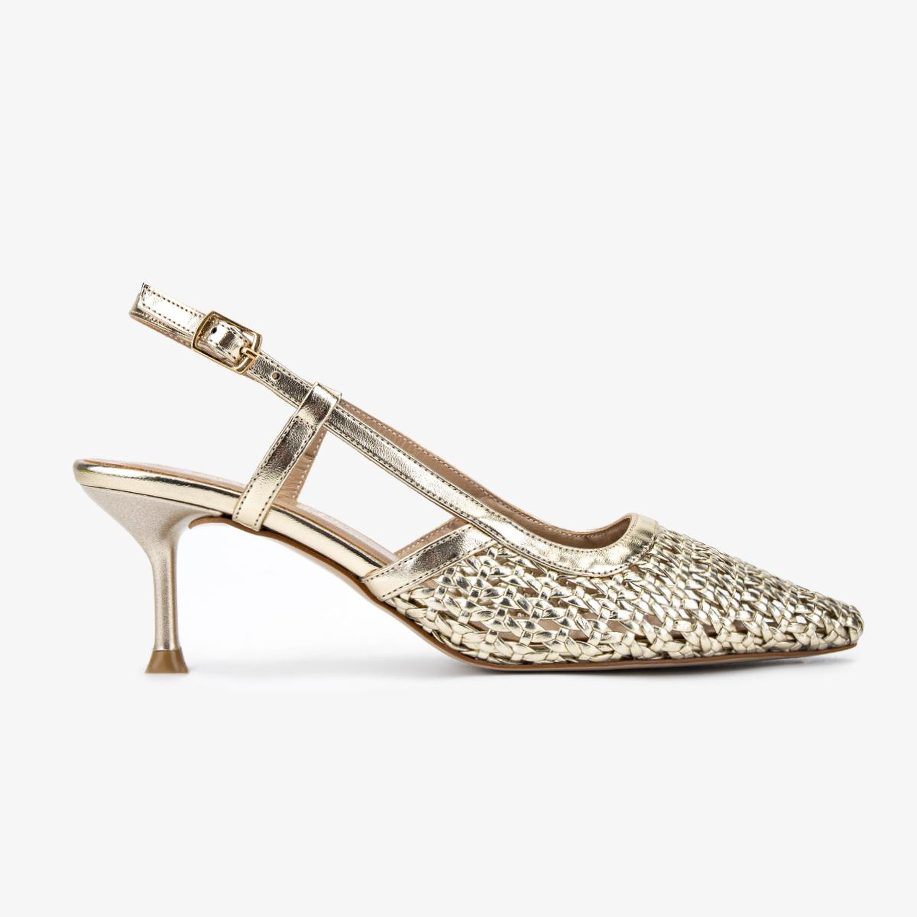 Valmenti Kadın Suni Deri Gold Slingback Ayakkabı