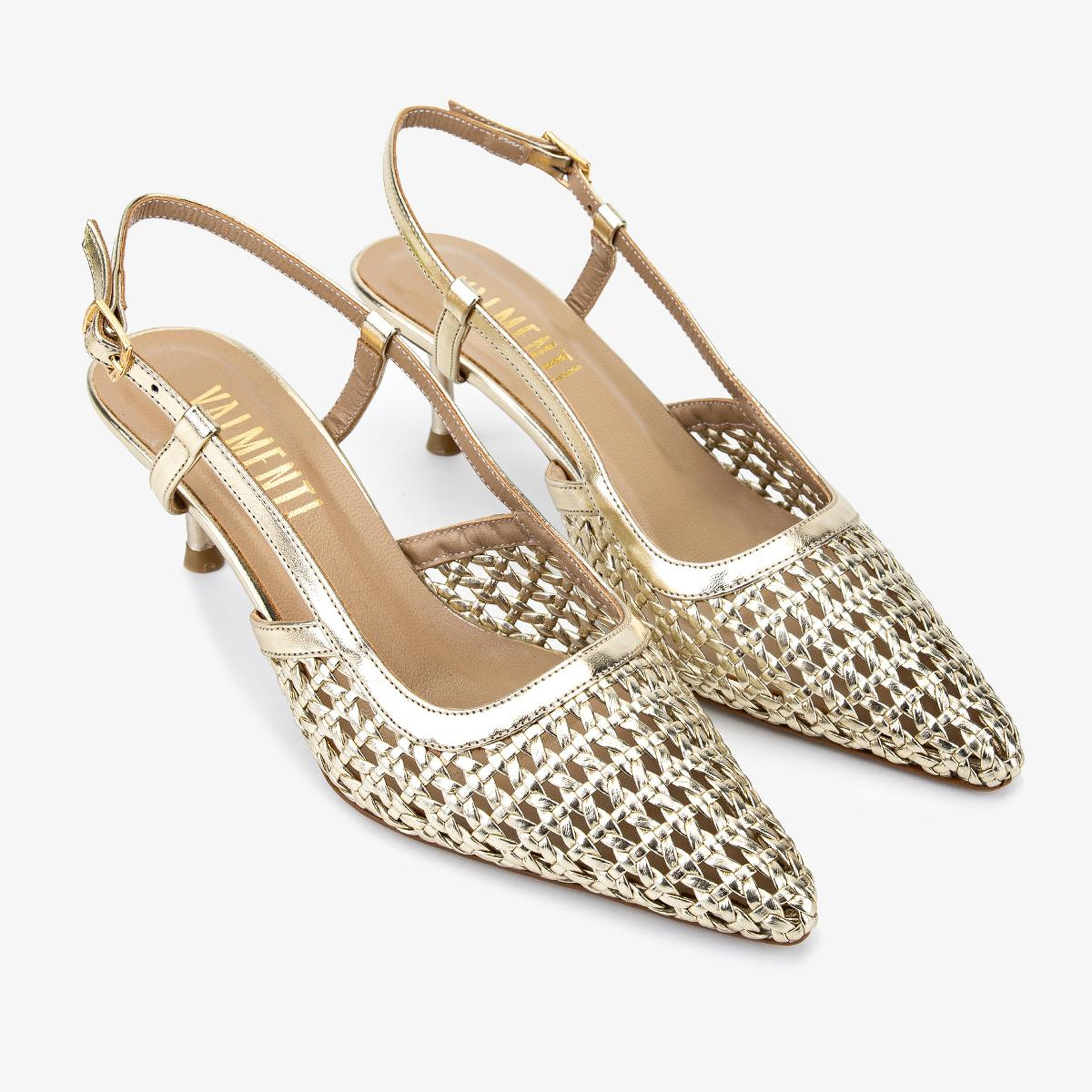 Valmenti Kadın Suni Deri Gold Slingback Ayakkabı
