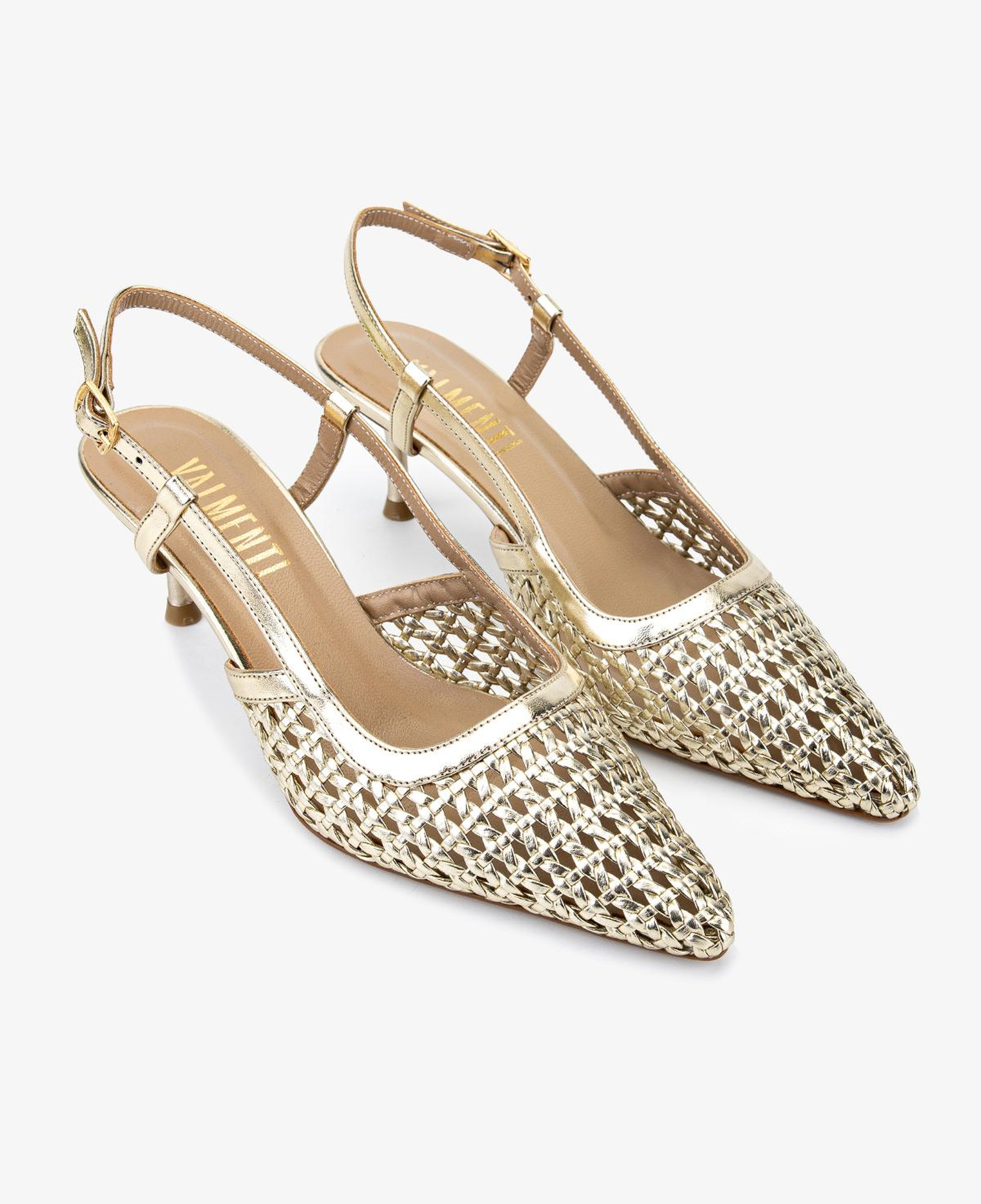 Valmenti Kadın Suni Deri Gold Slingback Ayakkabı
