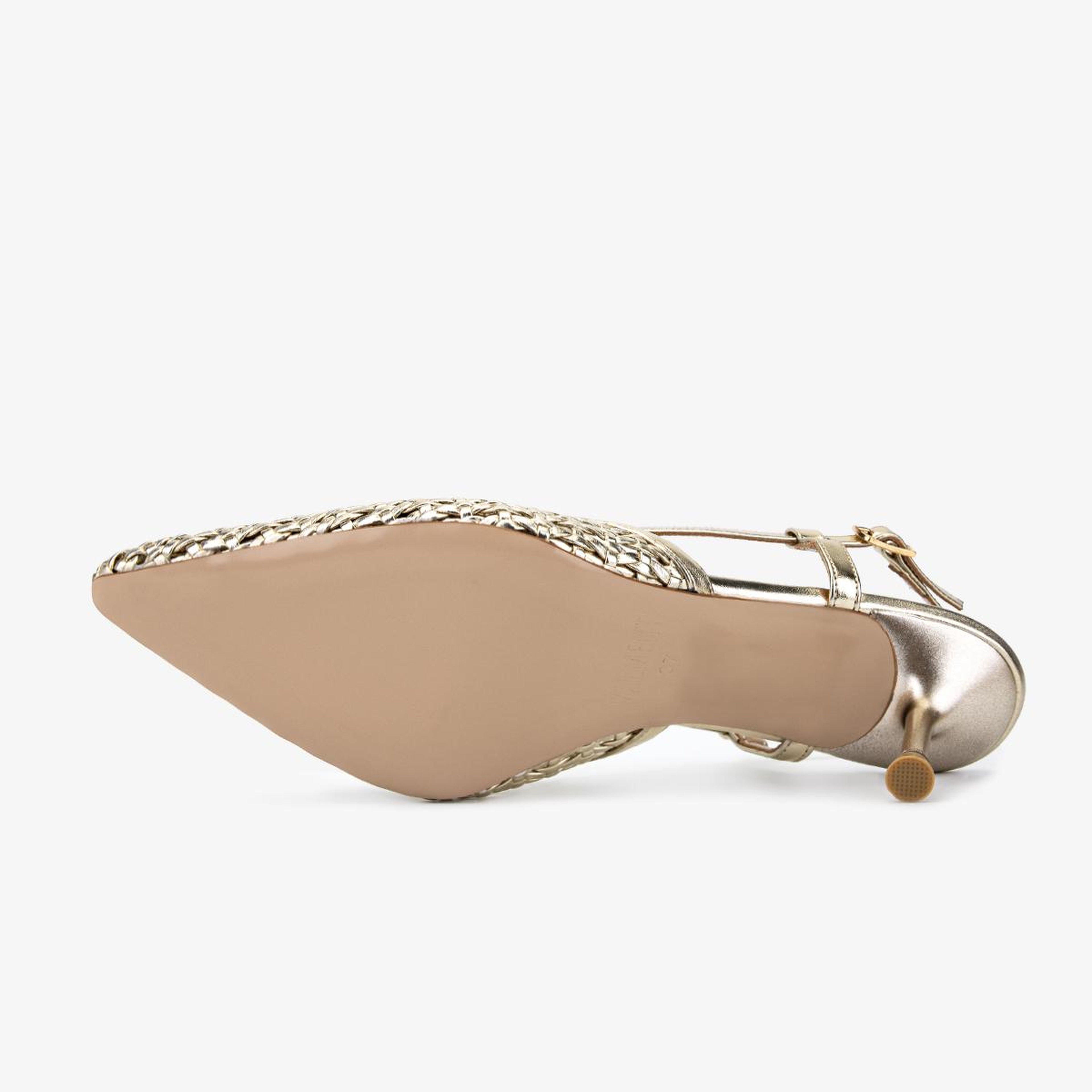 Valmenti Kadın Suni Deri Gold Slingback Ayakkabı