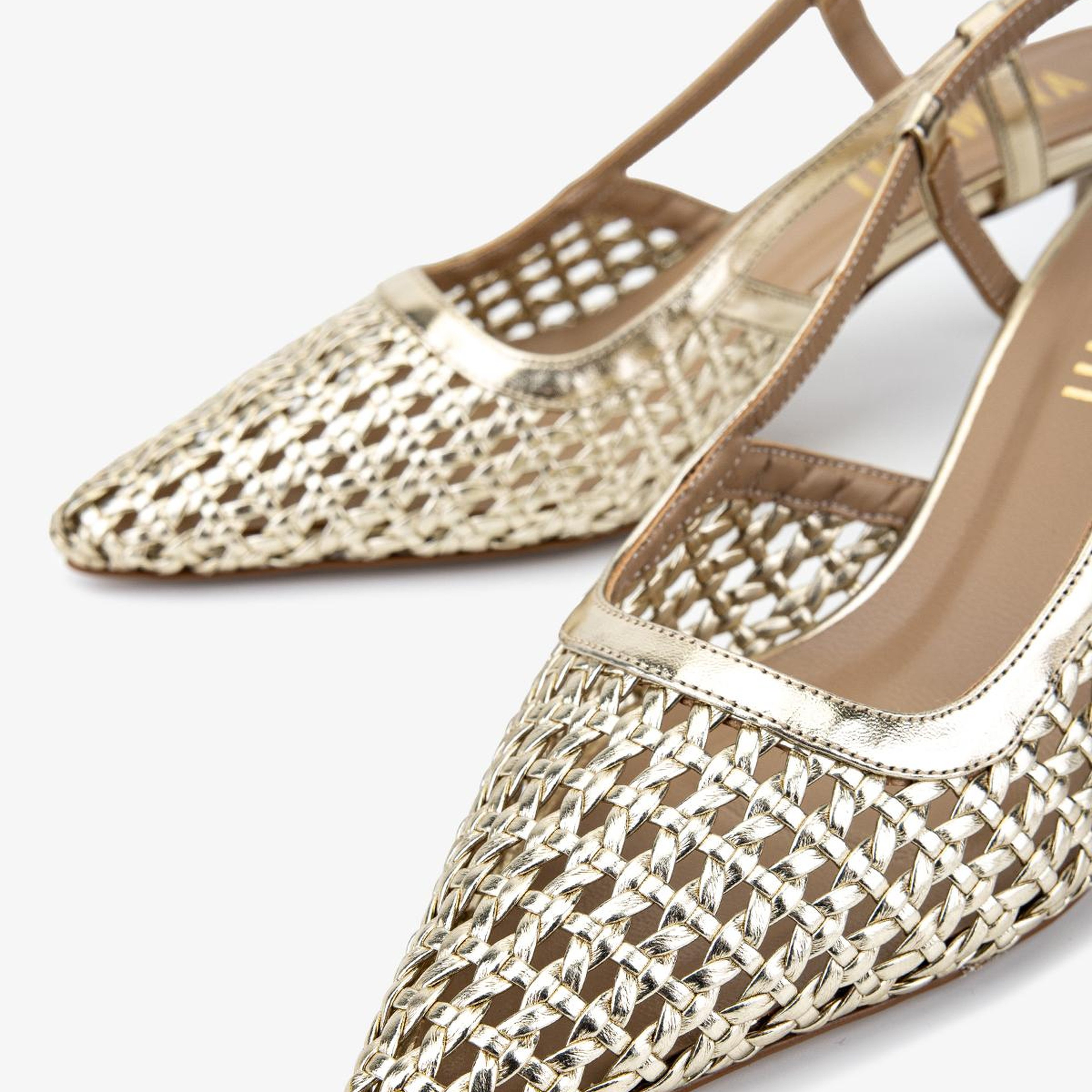 Valmenti Kadın Suni Deri Gold Slingback Ayakkabı