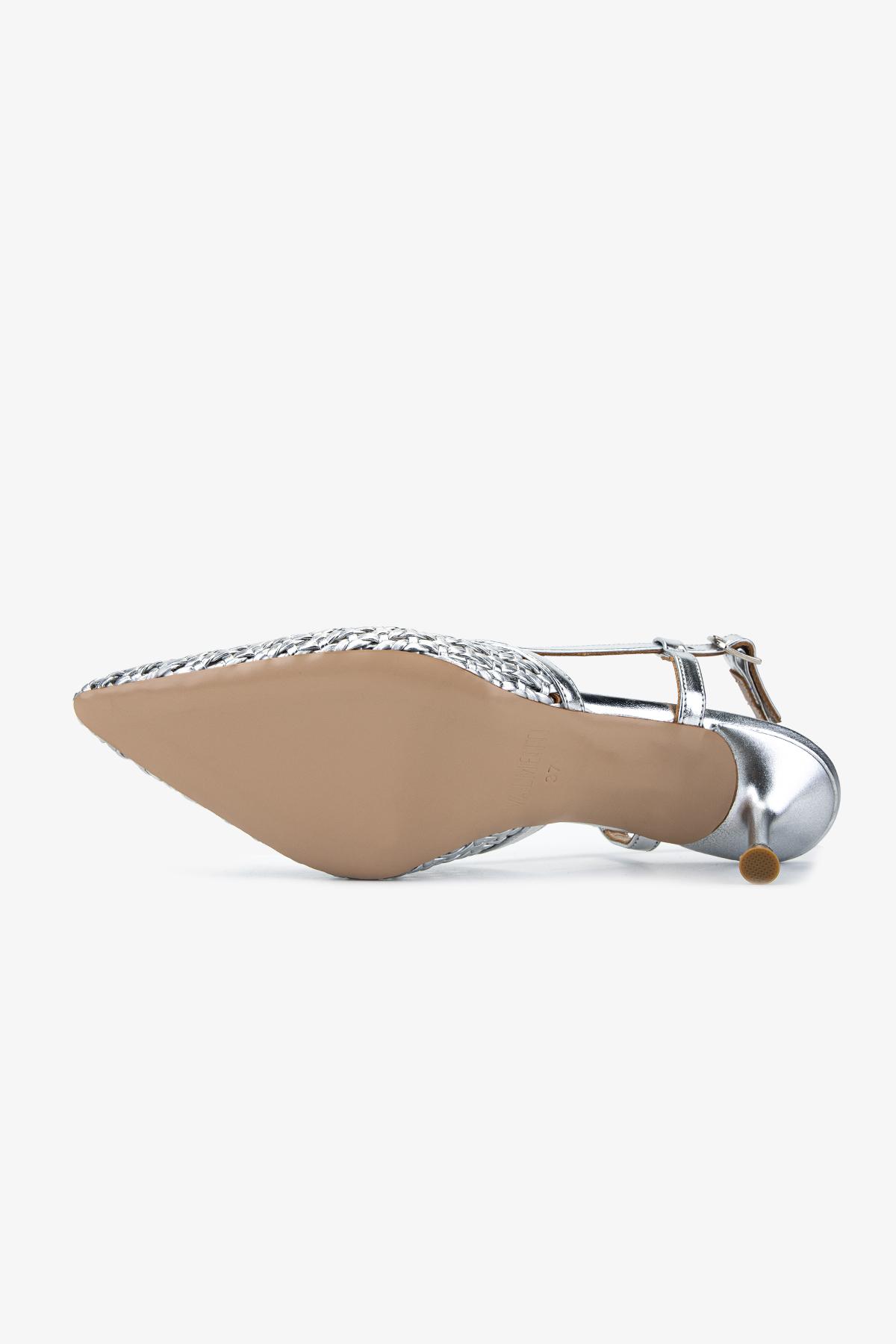 Valmenti Kadın Suni Deri Gri Slingback Ayakkabı