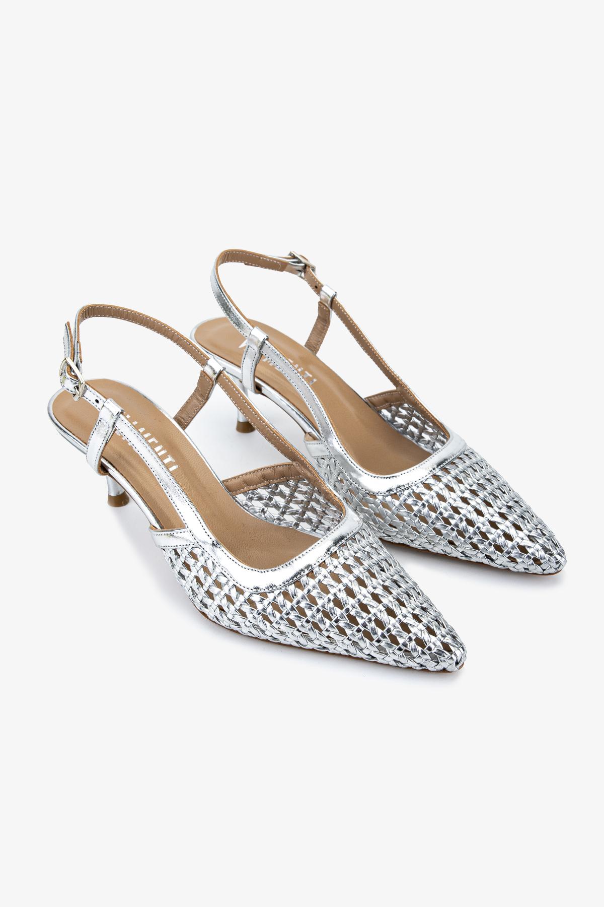 Valmenti Kadın Suni Deri Gri Slingback Ayakkabı