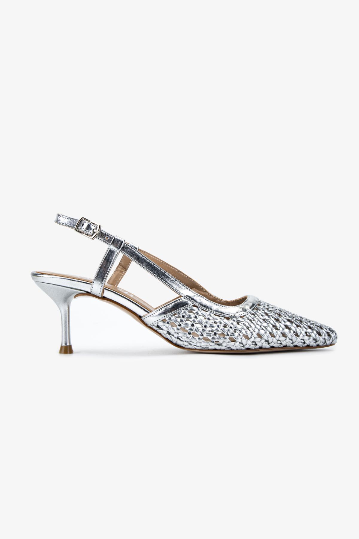 Valmenti Kadın Suni Deri Gri Slingback Ayakkabı