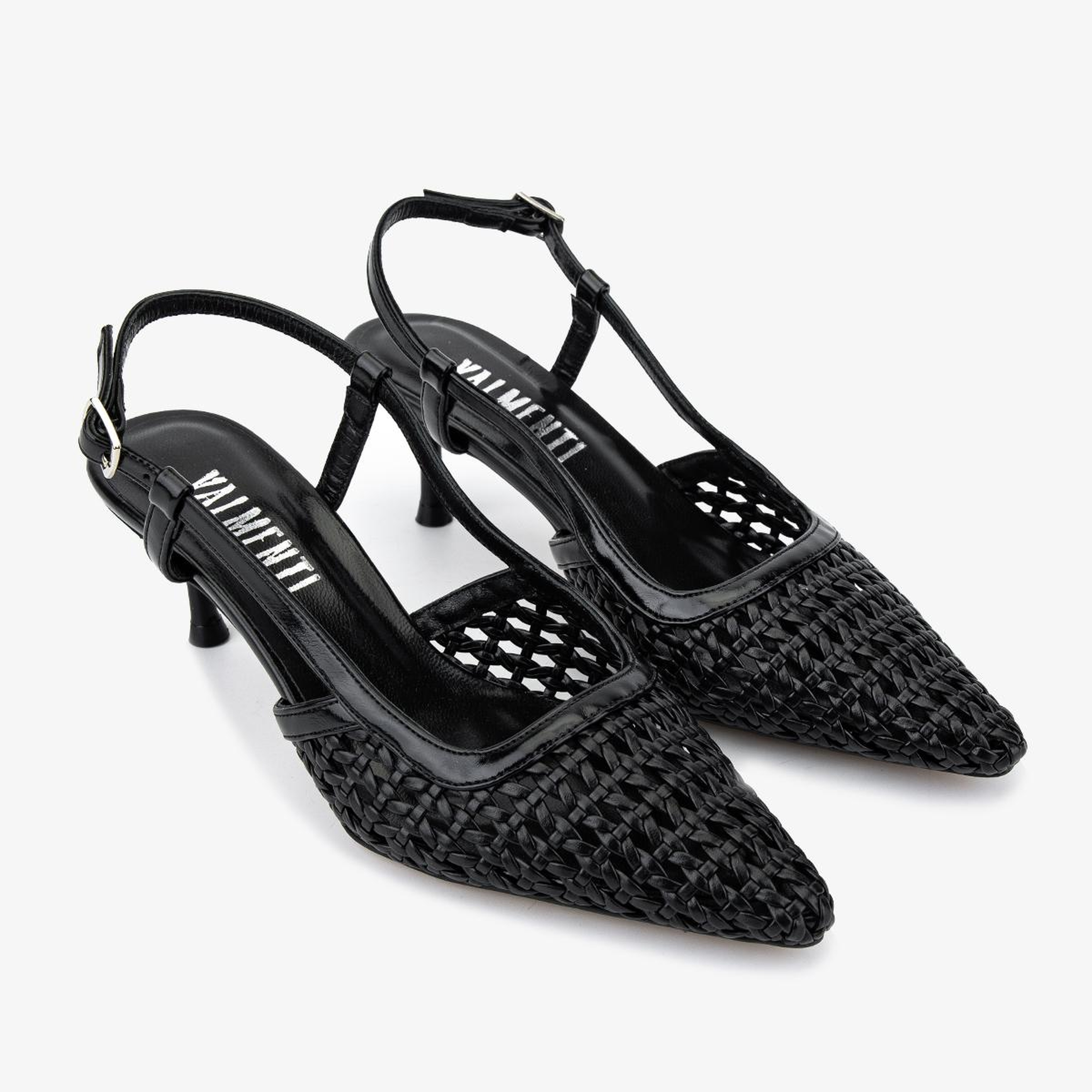 Valmenti Kadın Suni Deri Siyah Slingback Ayakkabı