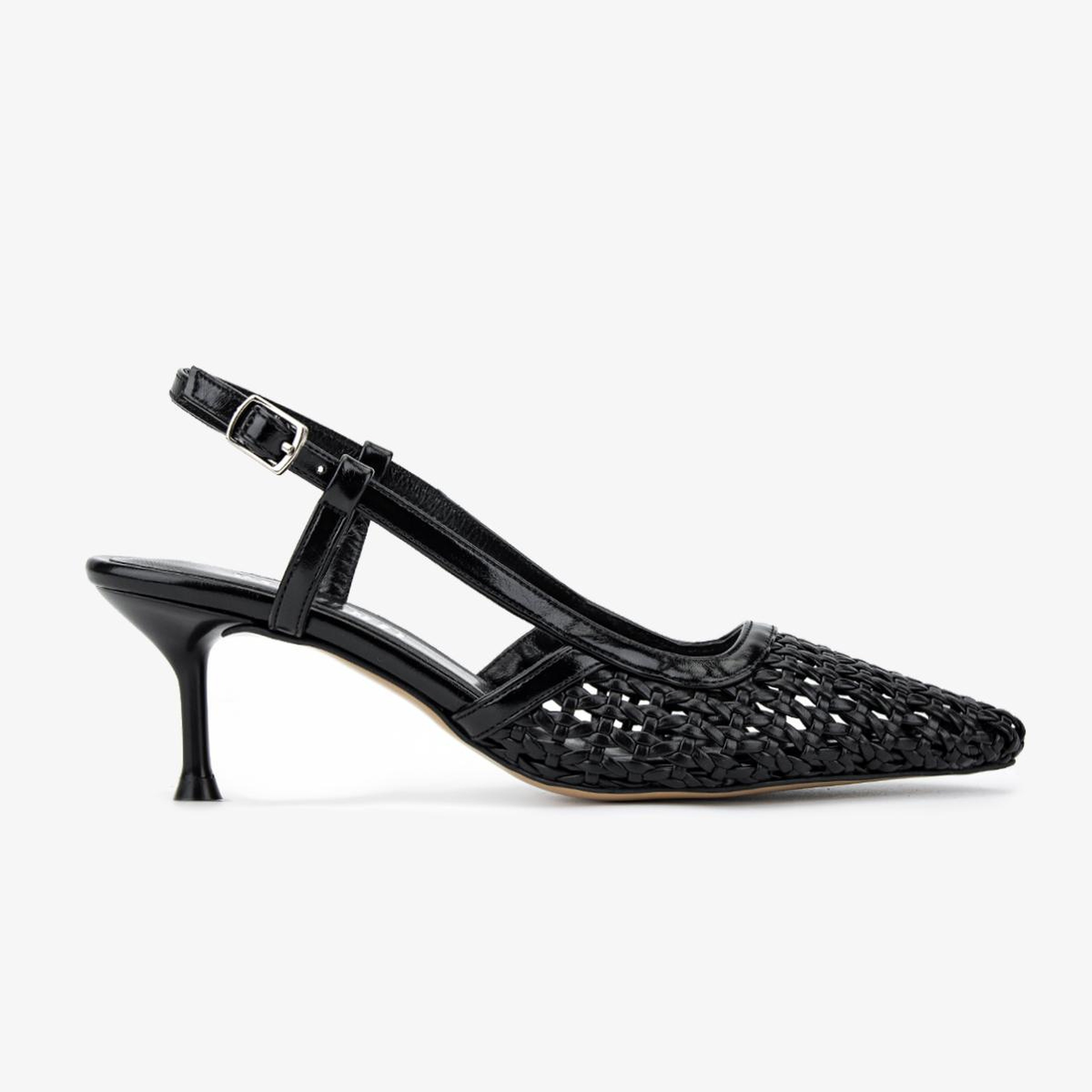 Valmenti Kadın Suni Deri Siyah Slingback Ayakkabı