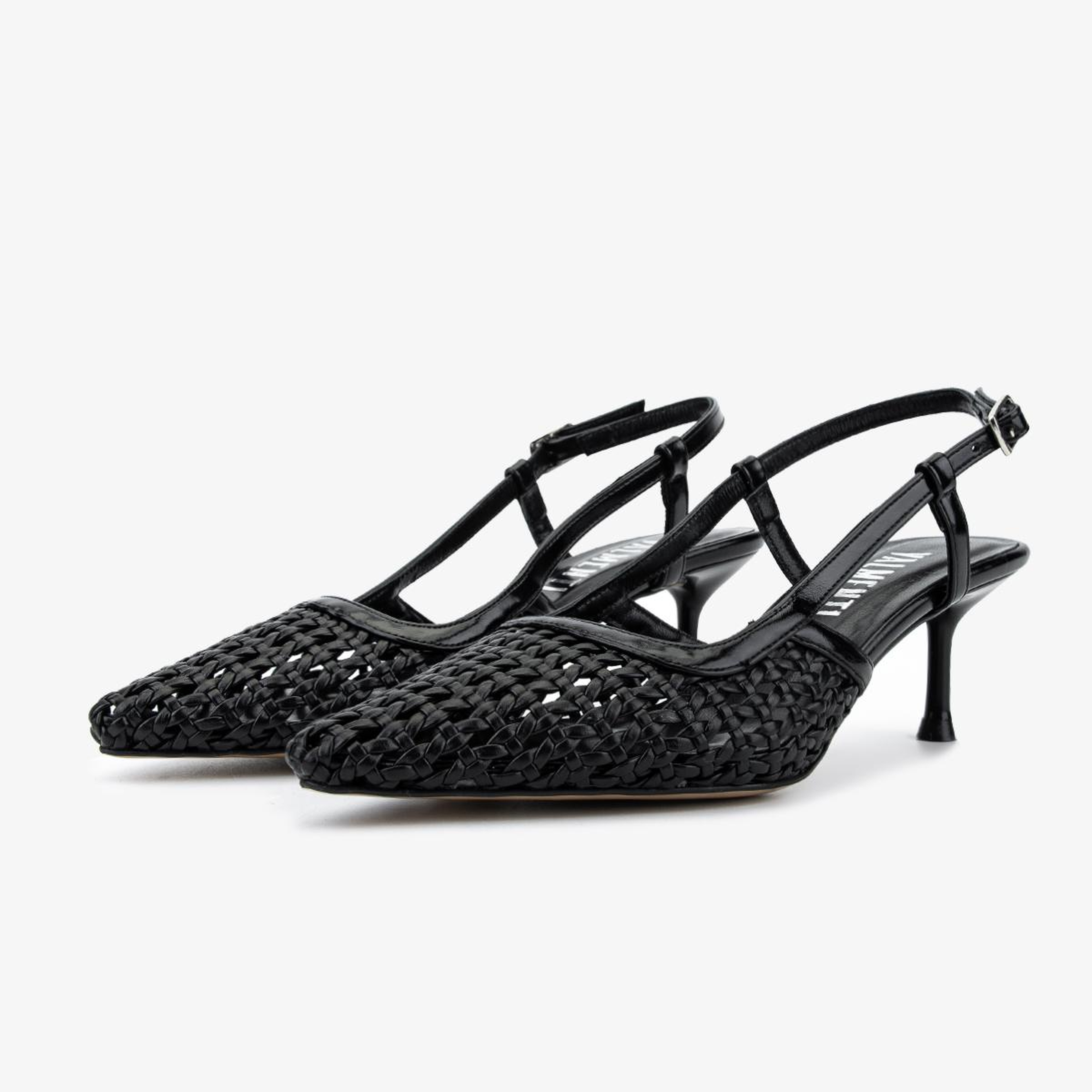 Valmenti Kadın Suni Deri Siyah Slingback Ayakkabı