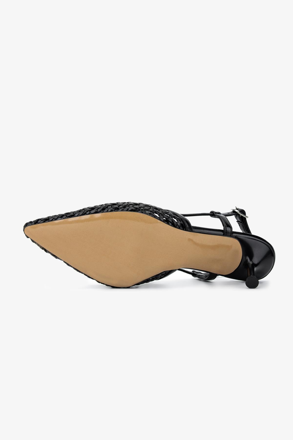 Valmenti Kadın Suni Deri Siyah Slingback Ayakkabı