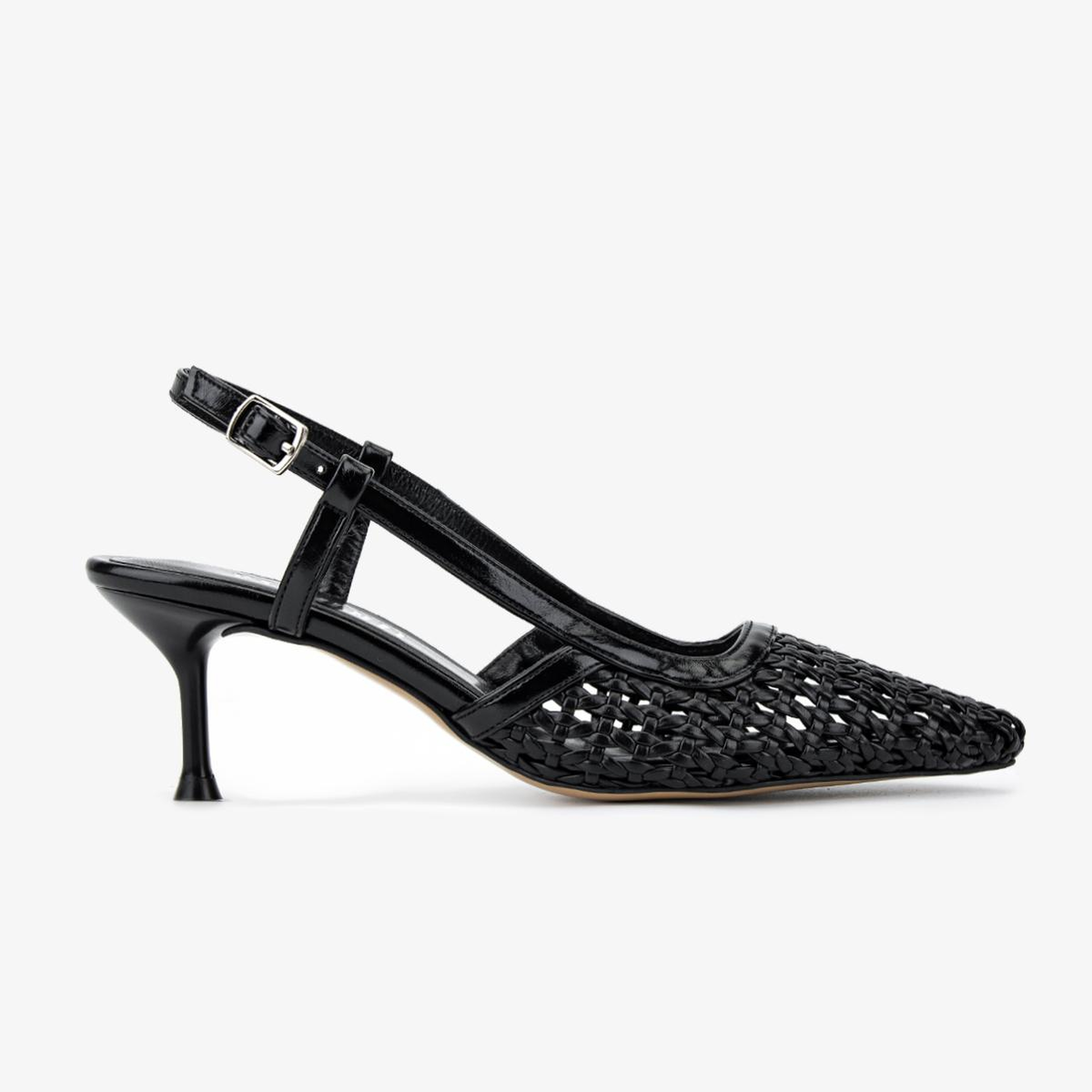 Valmenti Kadın Suni Deri Siyah Slingback Ayakkabı