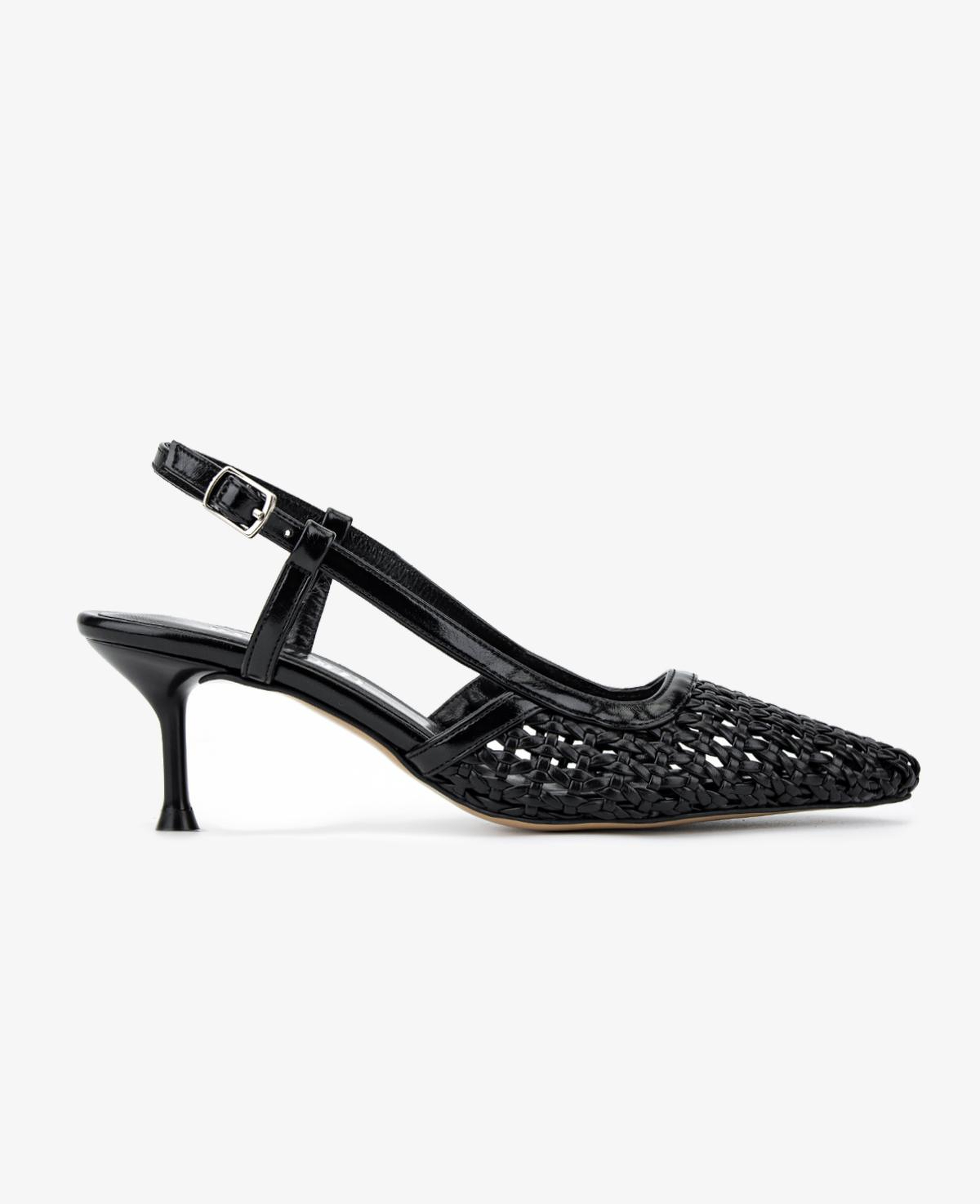 Valmenti Kadın Suni Deri Siyah Slingback Ayakkabı