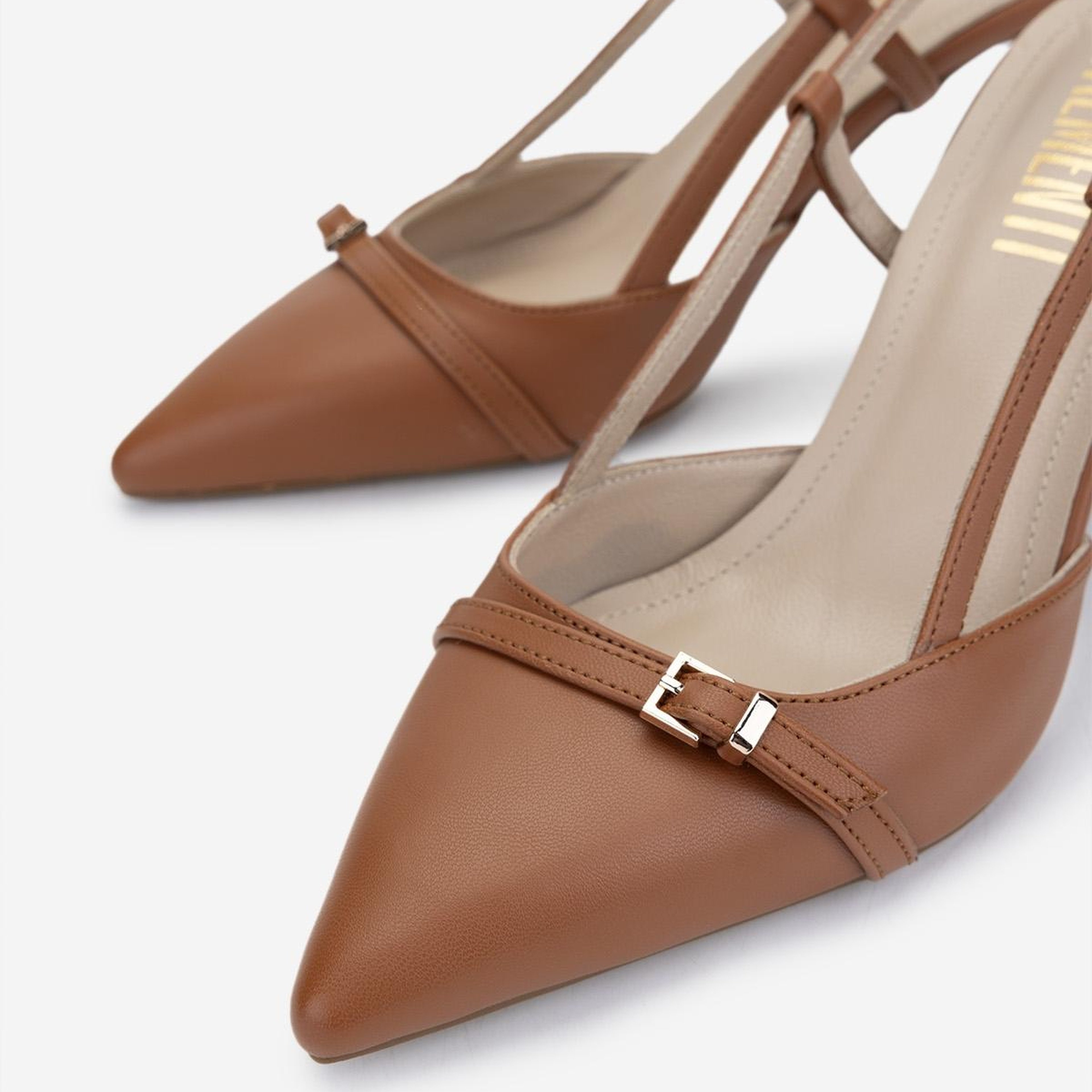 Valmenti Kadın Suni Deri Taba Slingback Ayakkabı