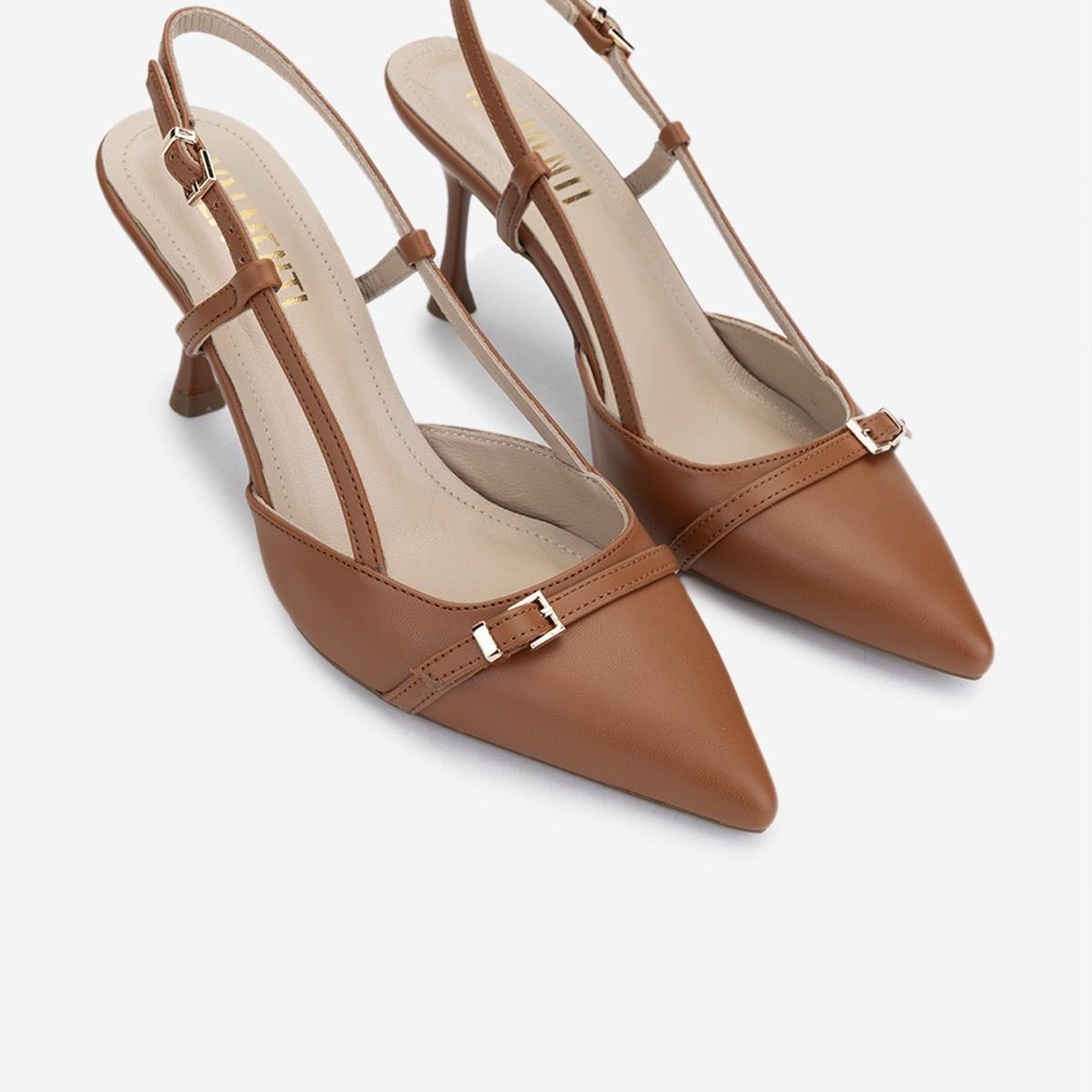Valmenti Kadın Suni Deri Taba Slingback Ayakkabı