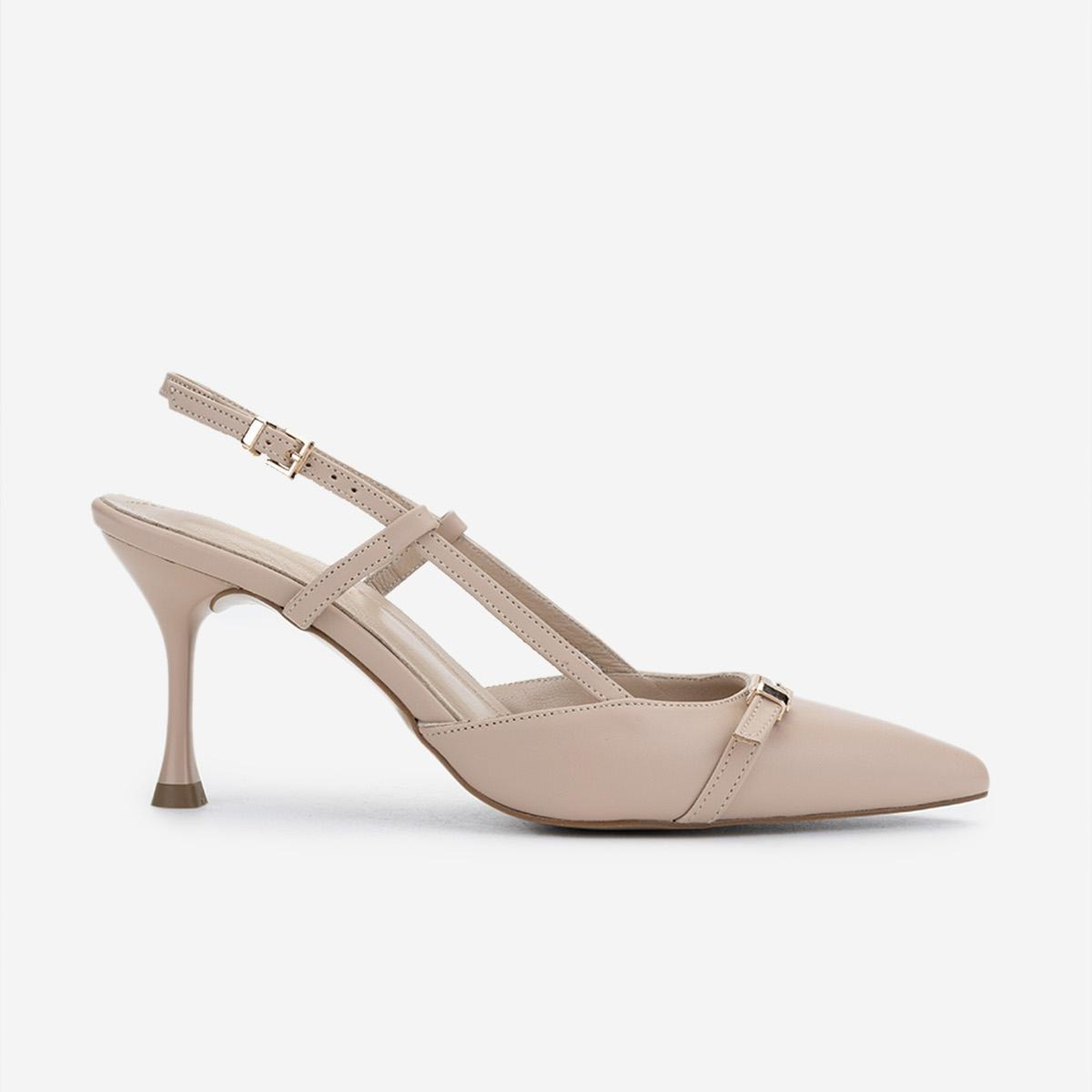 Valmenti Kadın Suni Deri Bej Slingback Ayakkabı