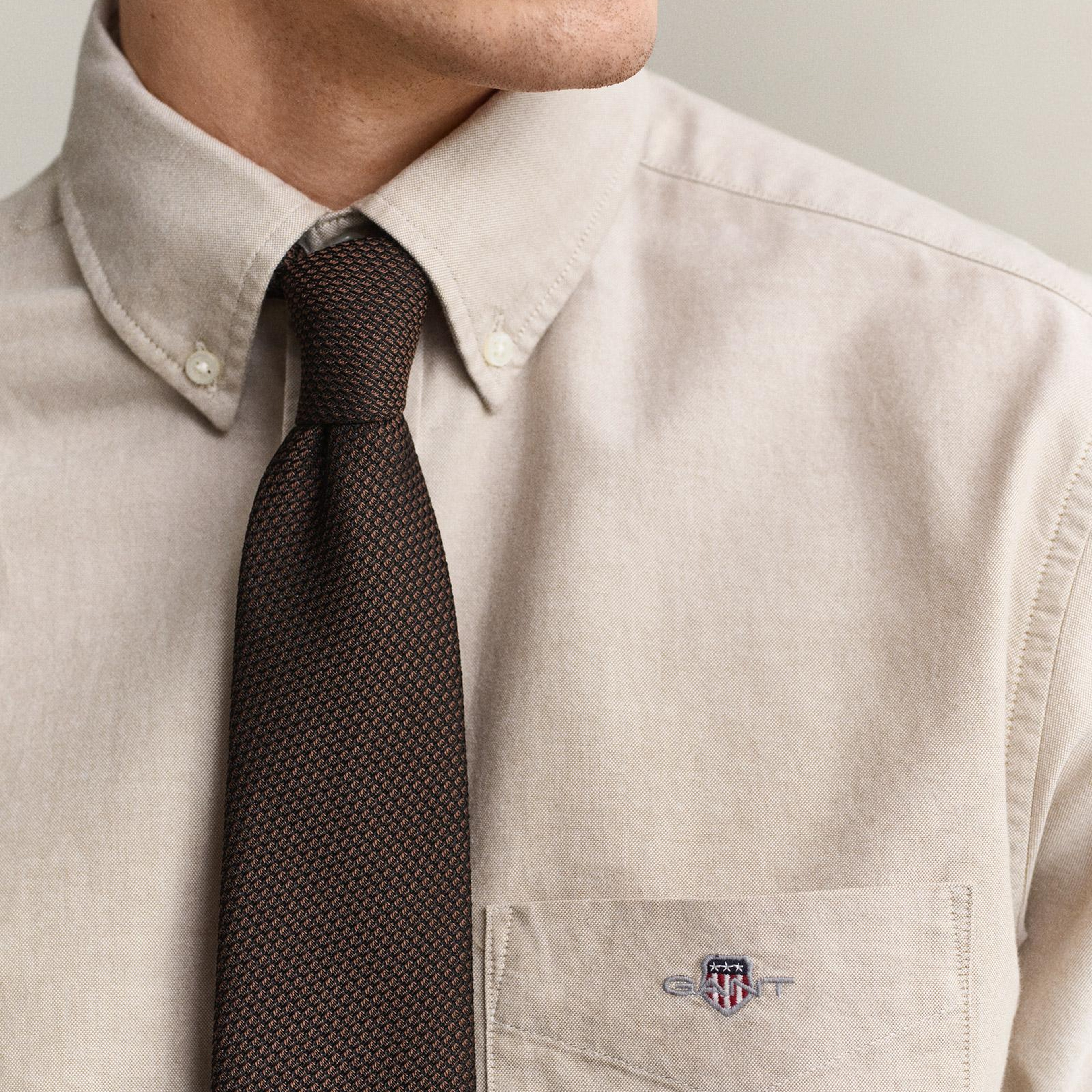 GANT Erkek Kahverengi Regular Fit Oxford Gömlek