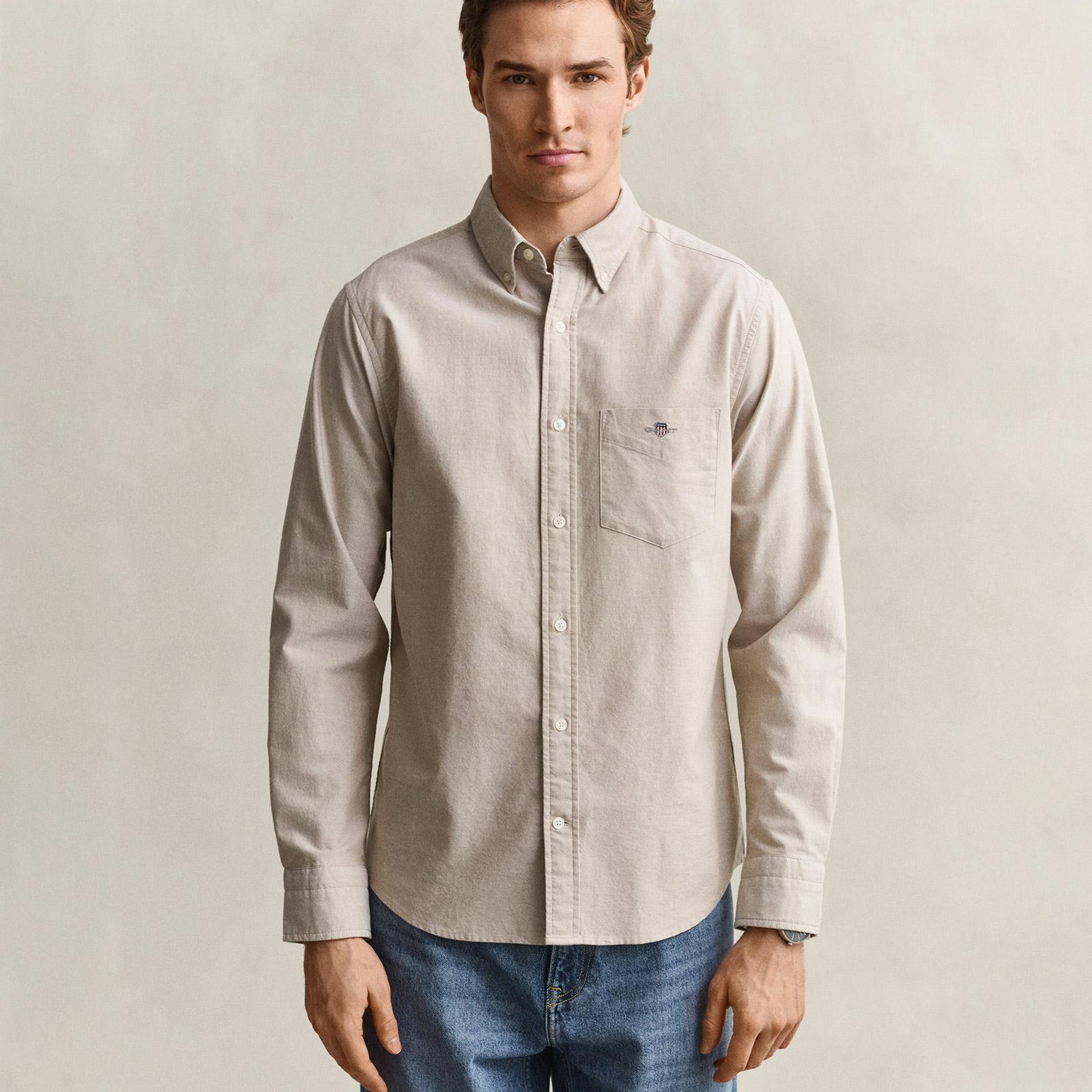 GANT Erkek Kahverengi Regular Fit Oxford Gömlek