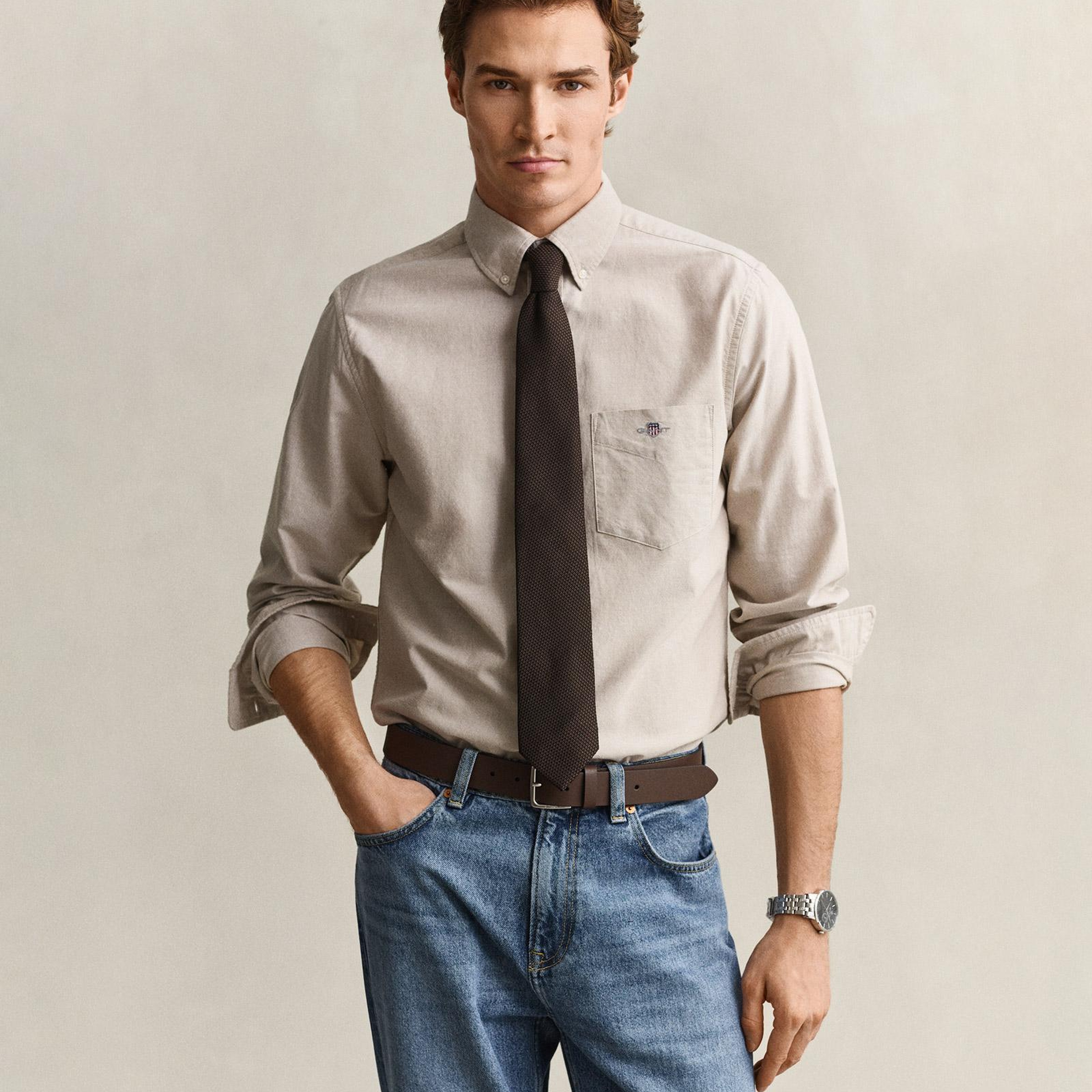 GANT Erkek Kahverengi Regular Fit Oxford Gömlek