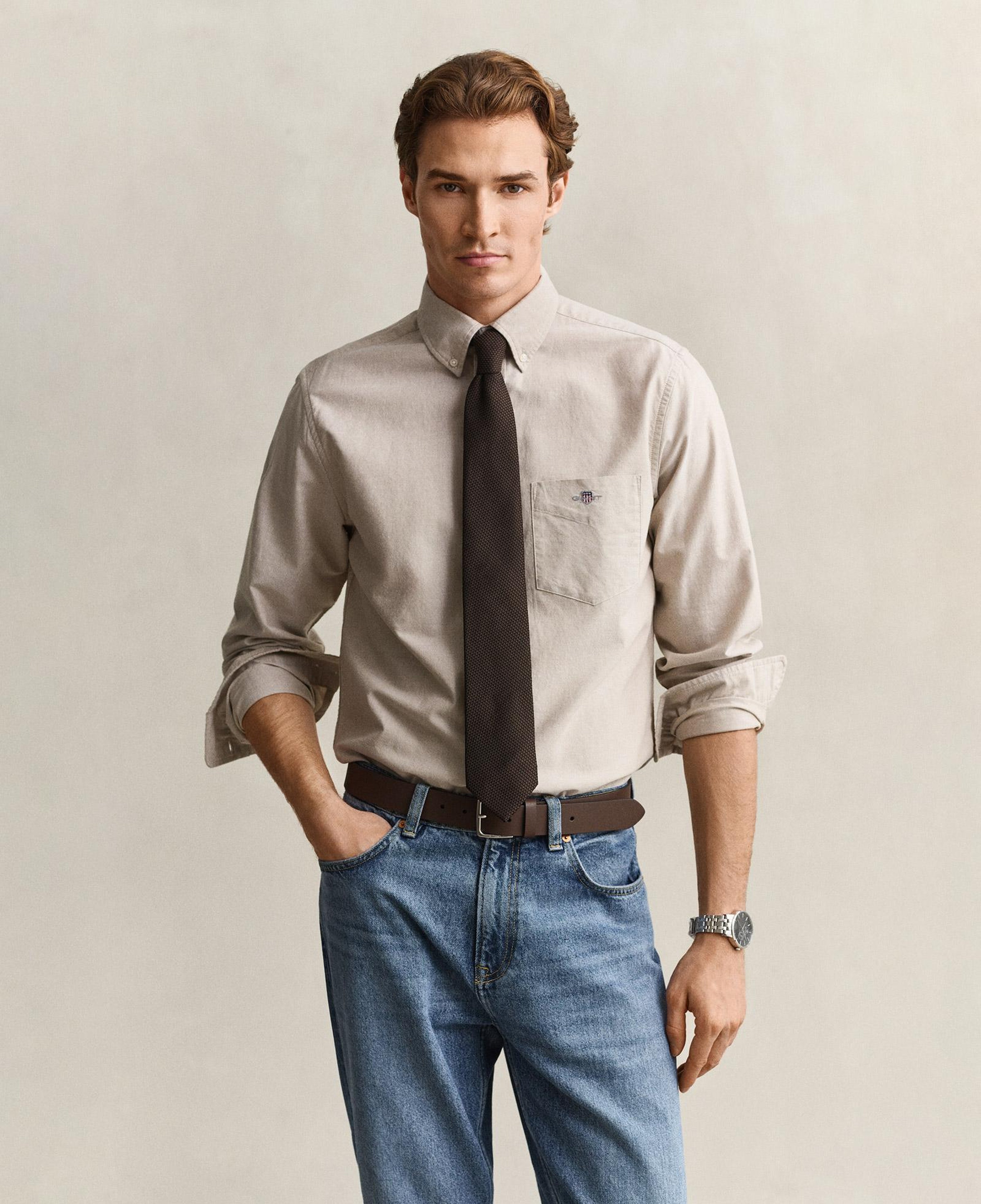 GANT Erkek Kahverengi Regular Fit Oxford Gömlek