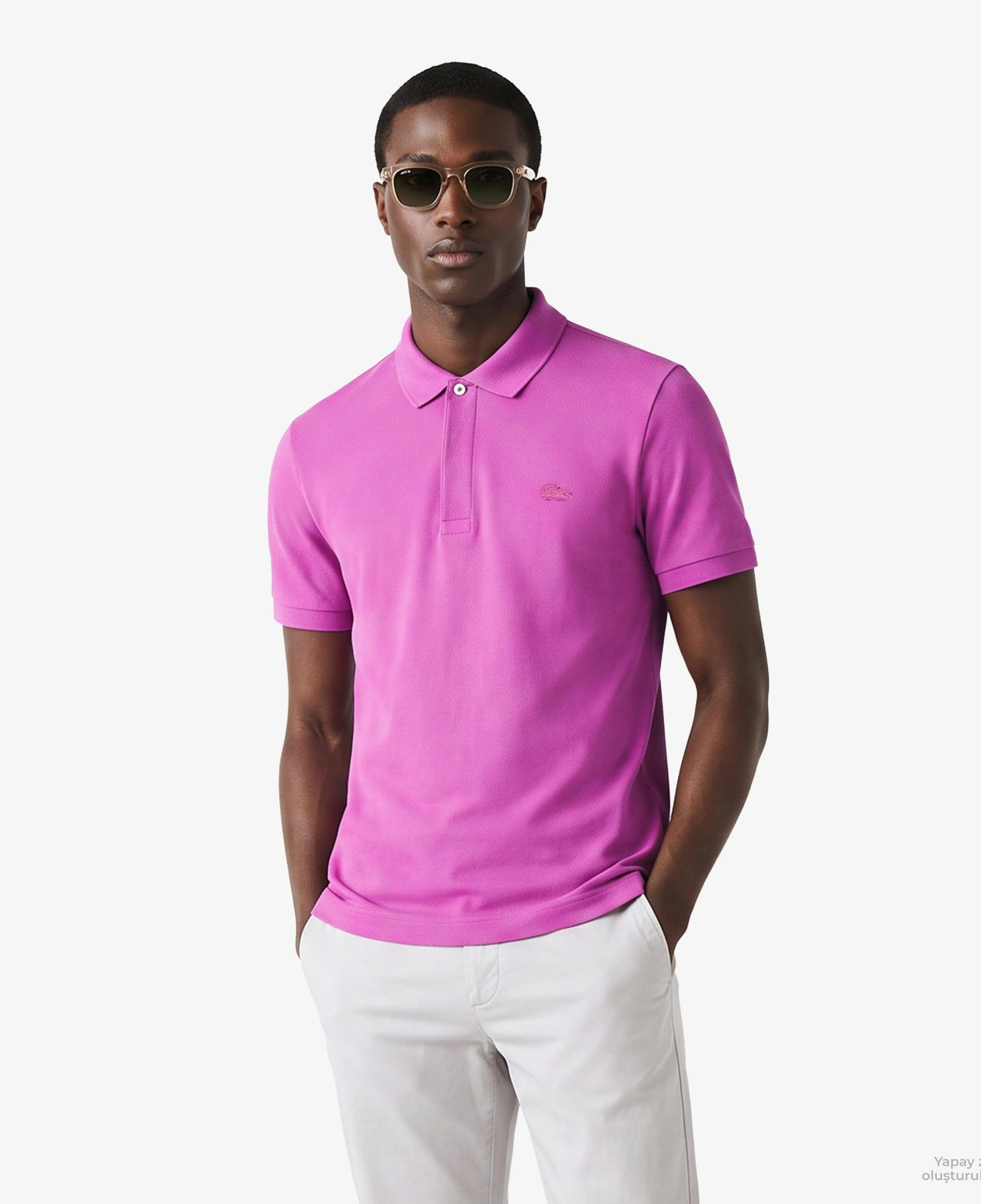 Erkek Regular Fit Pembe Paris Polo
